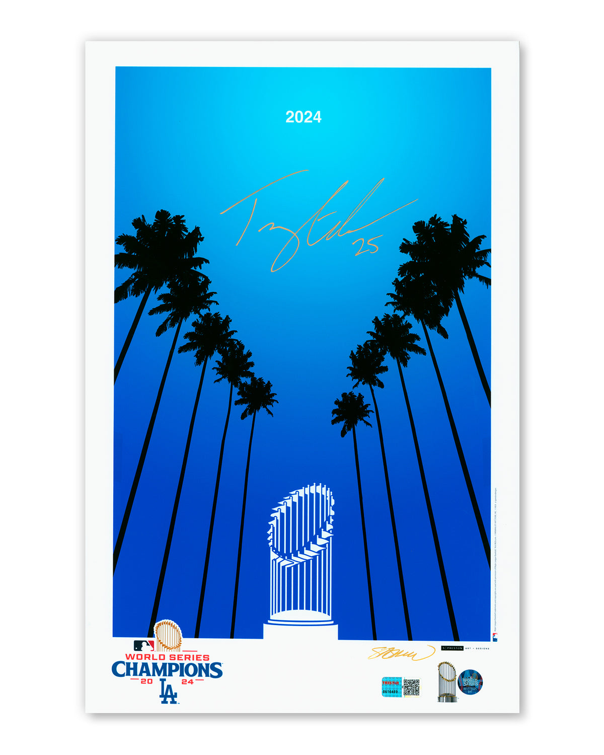Minimalist 2024 World Series Champions - Tommy Edman Autographed - Poster Print - Authenticated
