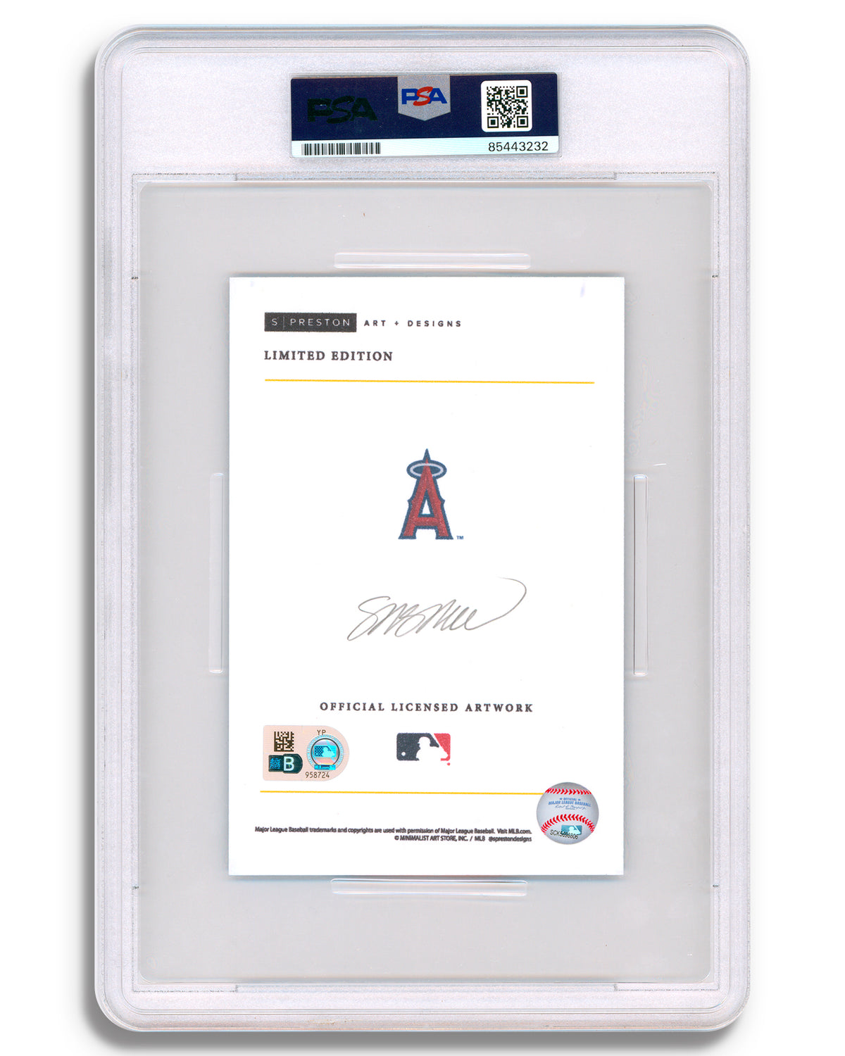 Minimalist Angel Stadium - David Eckstein Autographed - Art Slab - PSA Gem Mint 10
