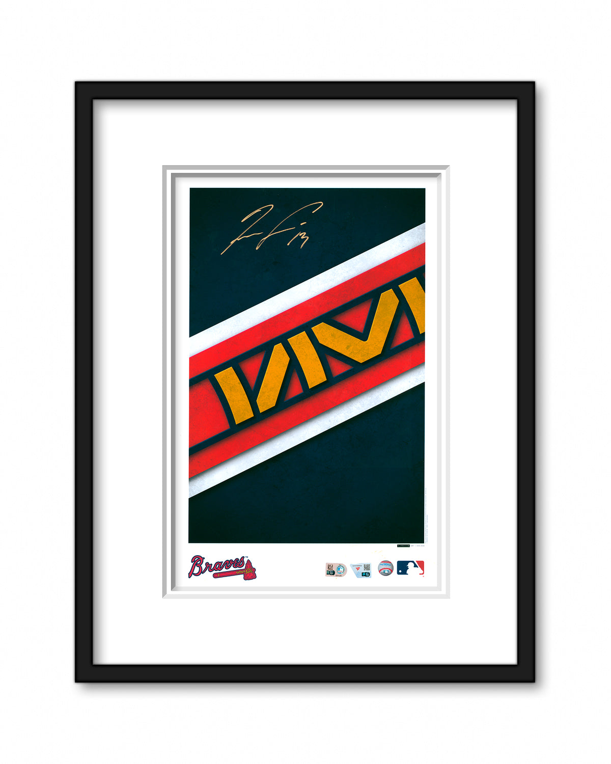 Minimalist Atlanta Braves Logo Print - Ronald Acuña Jr. Autographed - Authenticated