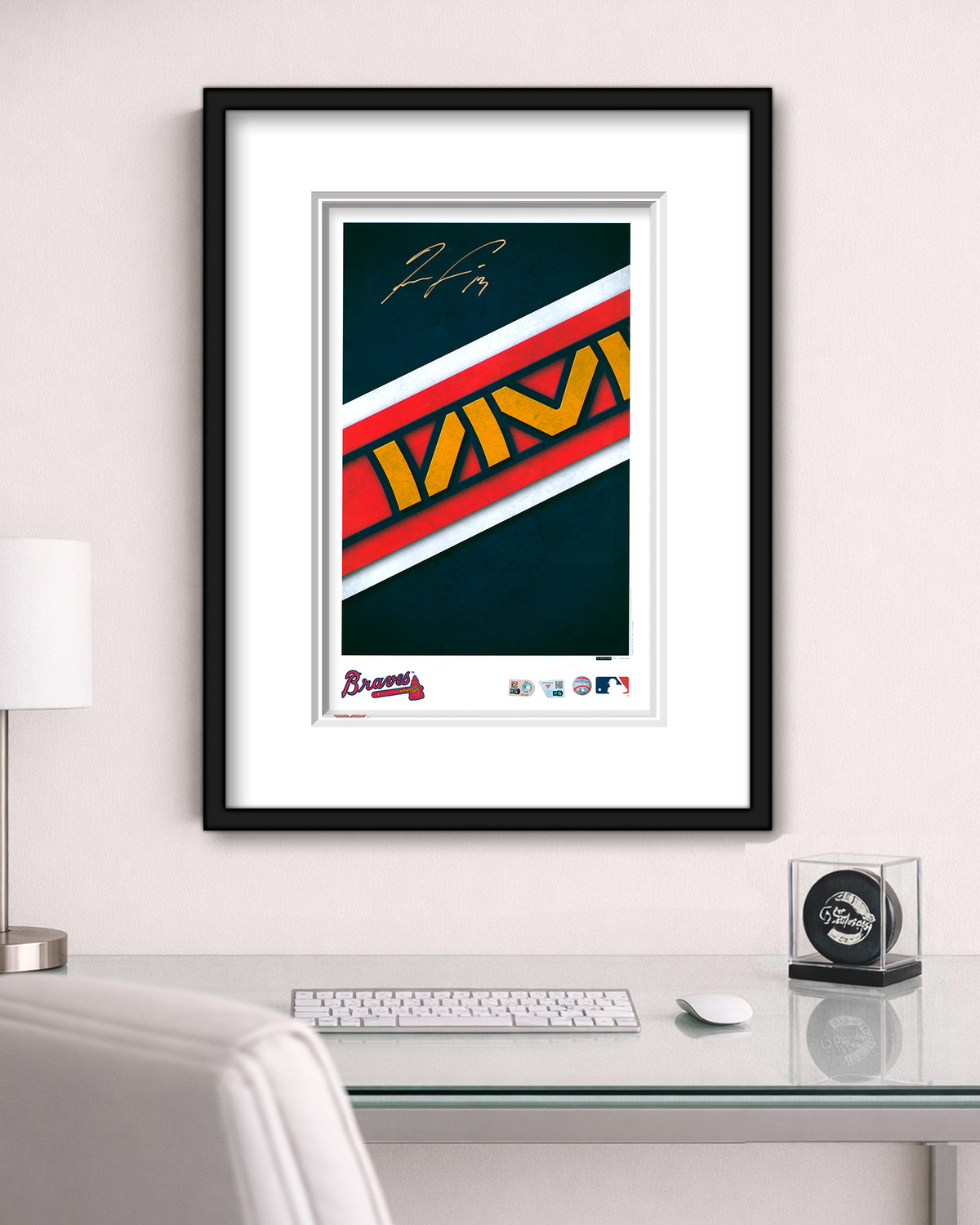 Minimalist Atlanta Braves Logo Print - Ronald Acuña Jr. Autographed - Authenticated