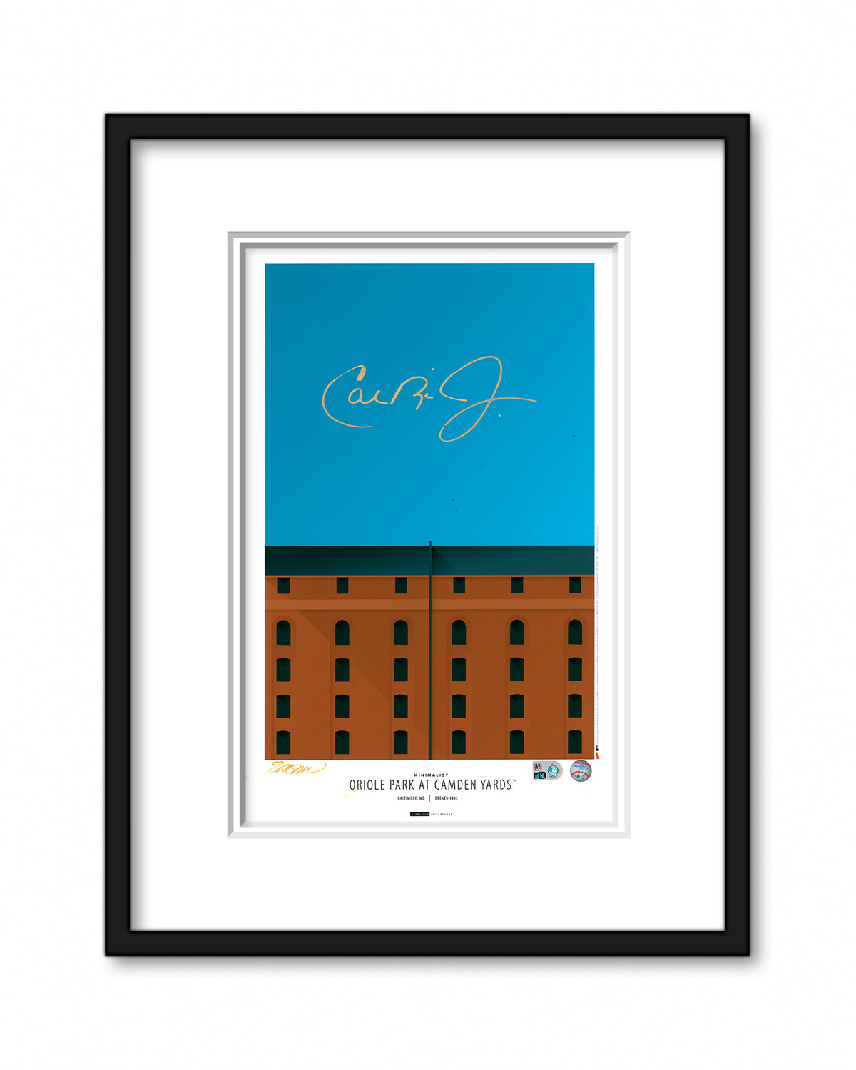 Minimalist Camden Yards - Cal Ripken Jr. Autographed - Poster Print - MLB Authenticated