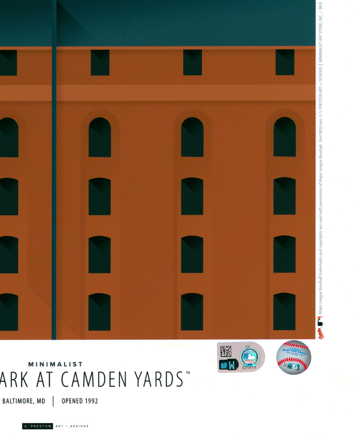 Minimalist Camden Yards - Cal Ripken Jr. Autographed - Poster Print - MLB Authenticated