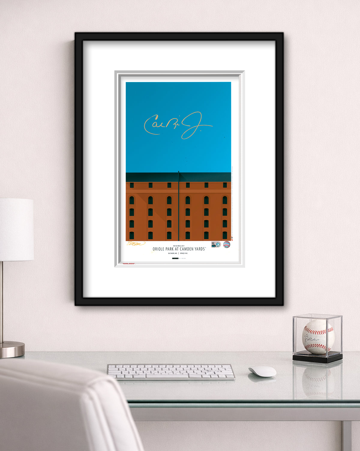 Minimalist Camden Yards - Cal Ripken Jr. Autographed - Poster Print - MLB Authenticated