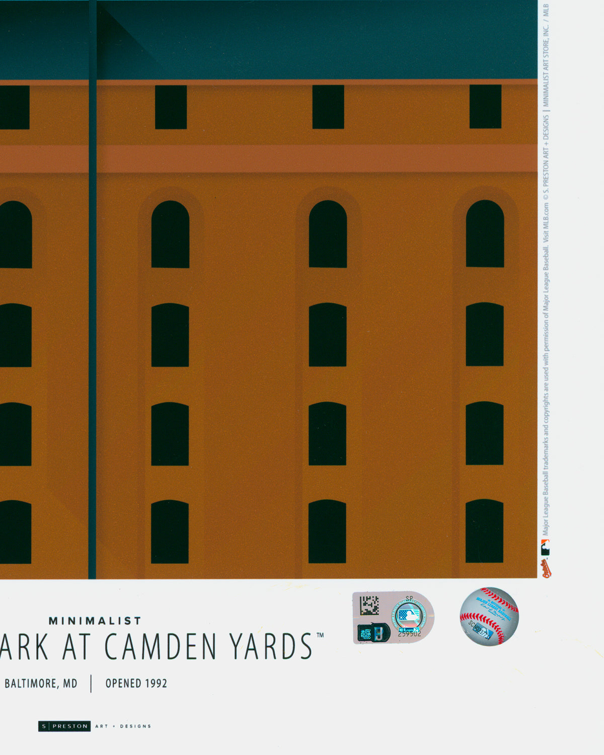 Minimalist Camden Yards - Mike Mussina Autographed - Poster Print - MLB Authenticated