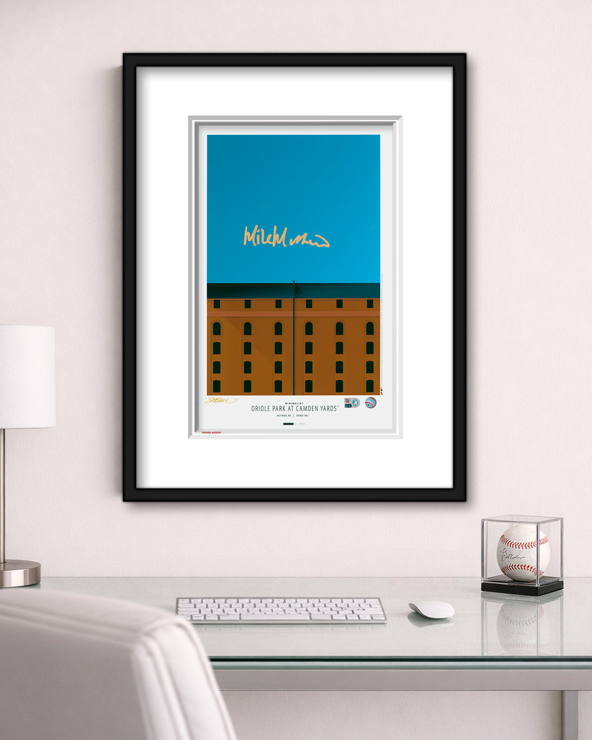 Minimalist Camden Yards - Mike Mussina Autographed - Poster Print - MLB Authenticated
