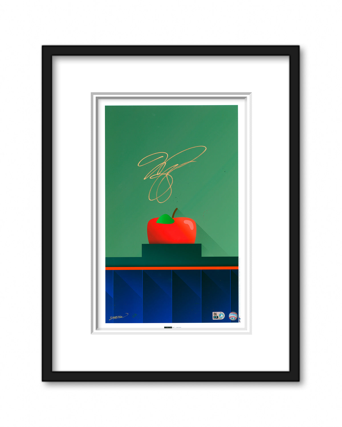 Minimalist Shea Stadium - Mike Piazza Autographed - Poster Print - MLB Authenticated
