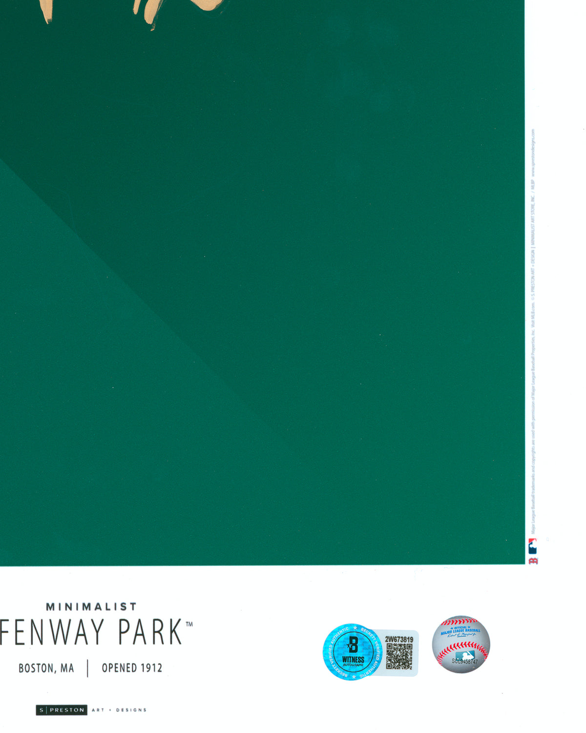 Minimalist Fenway Park Poster Print - Manny Ramirez Autographed  - Authenticated