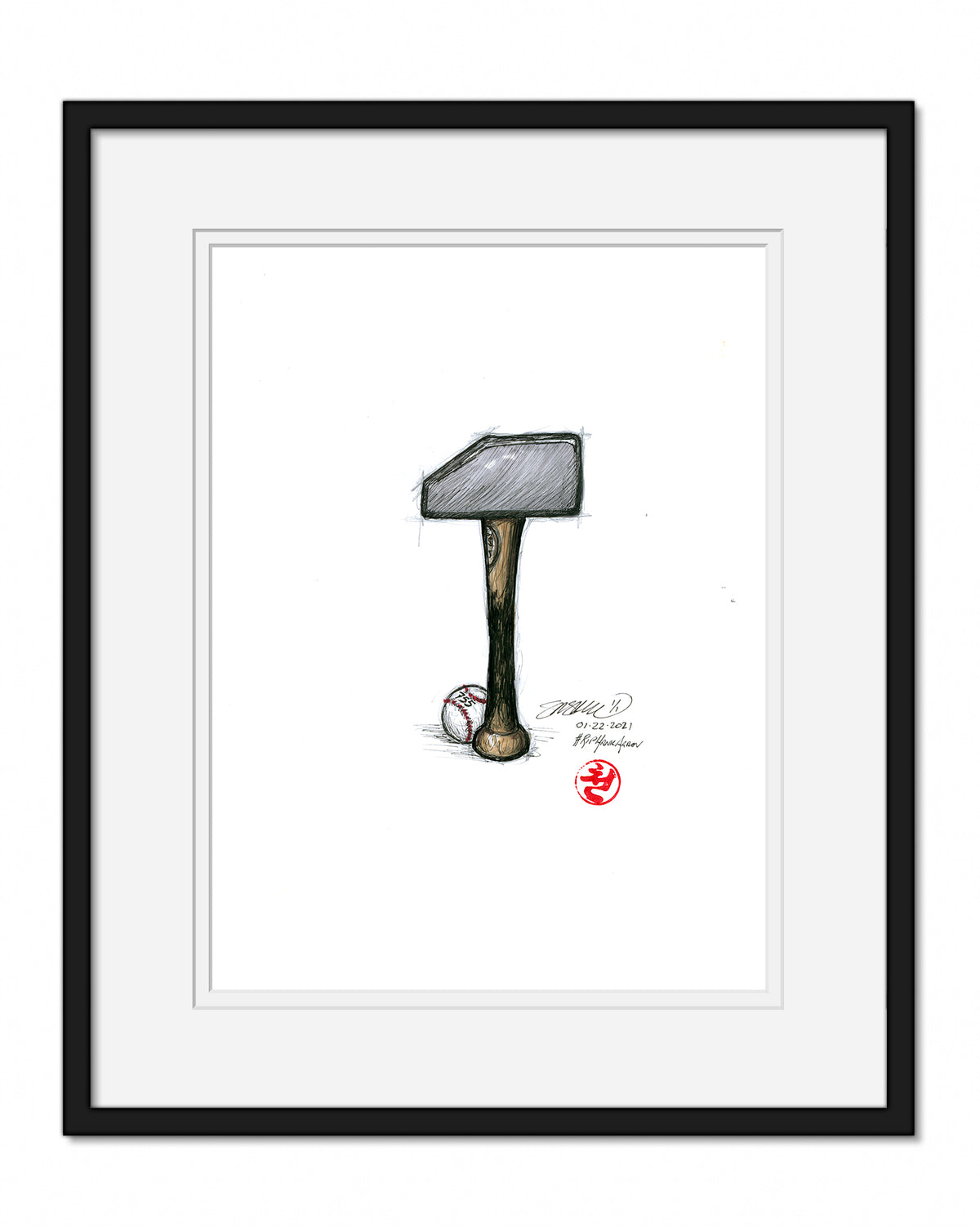 Remembering Hank Aaron Original Tribute Sketch Art