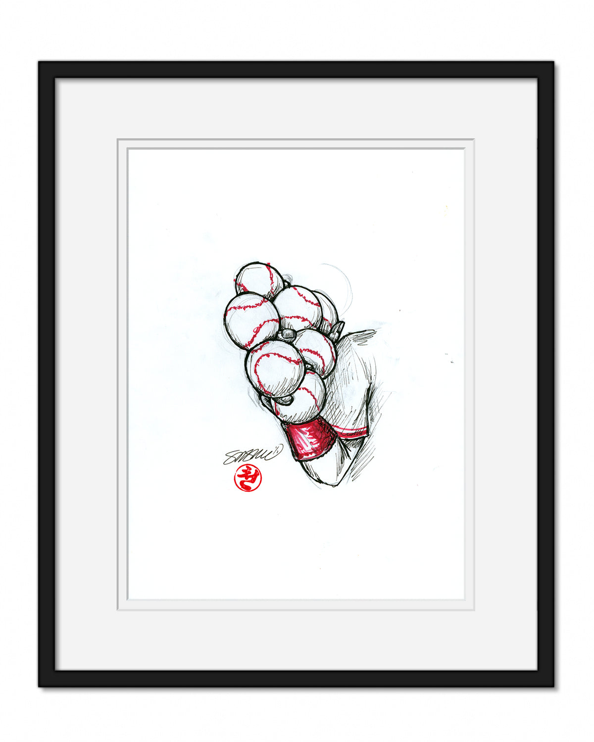 7-Ball Grip Original Sketch Art (Johnny Bench)