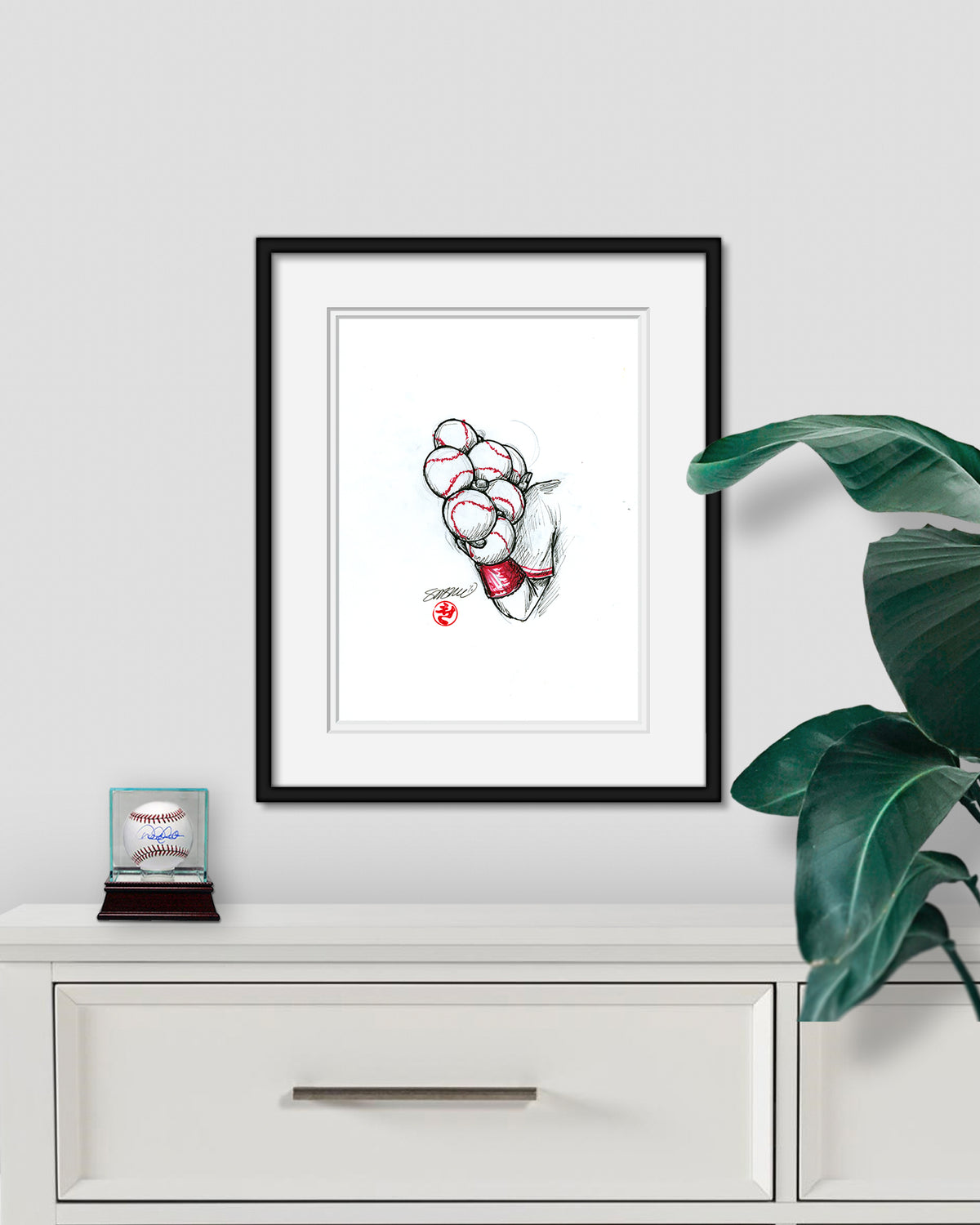 7-Ball Grip Original Sketch Art (Johnny Bench)