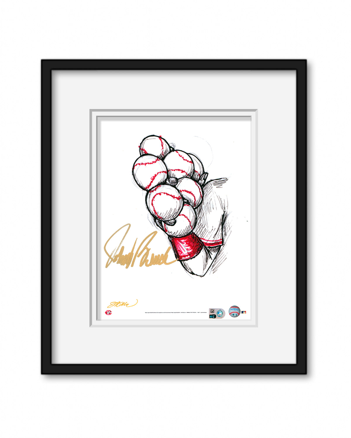 7-Ball Grip Ink Sketch - Johnny Bench Autograph