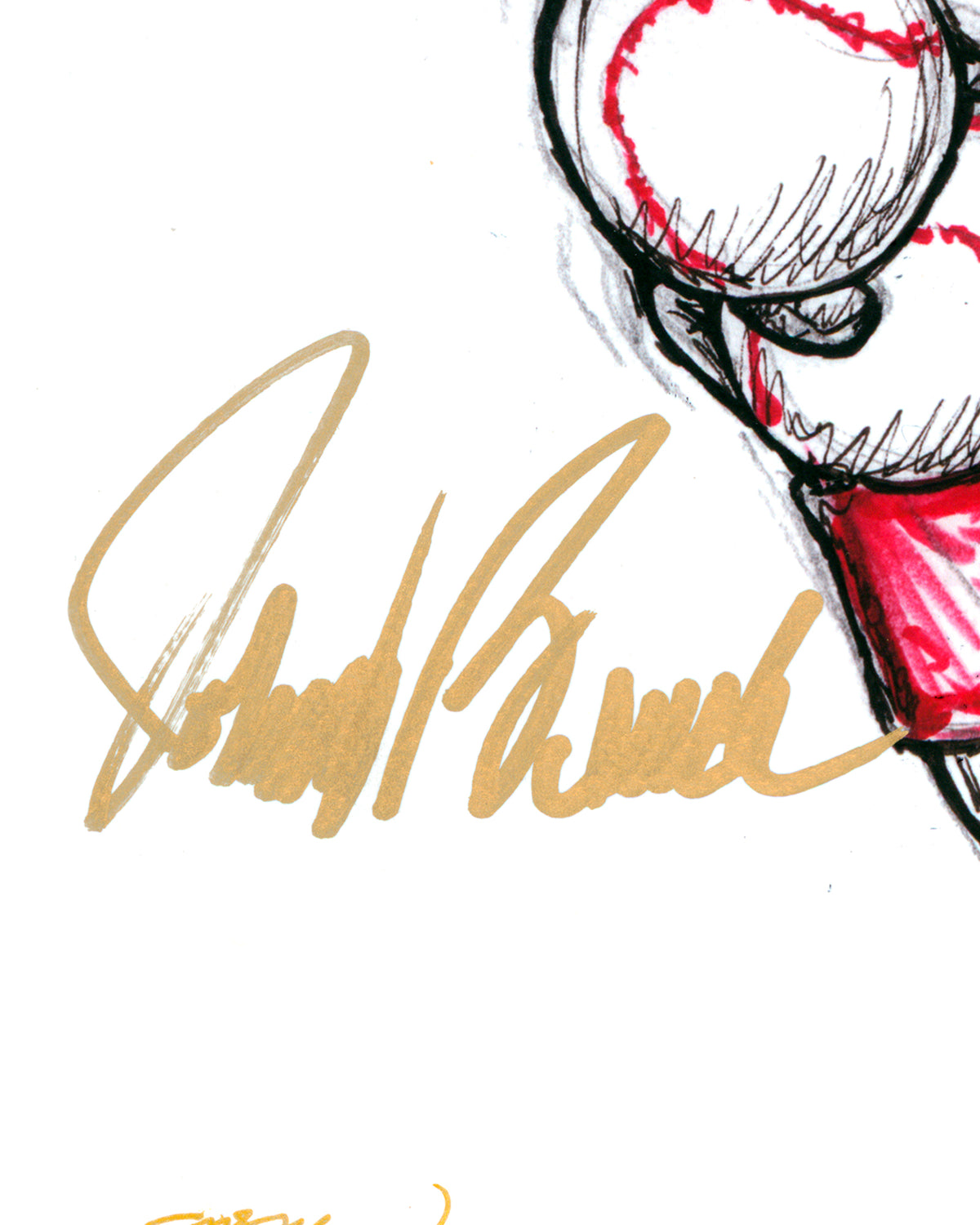 7-Ball Grip Ink Sketch - Johnny Bench Autograph