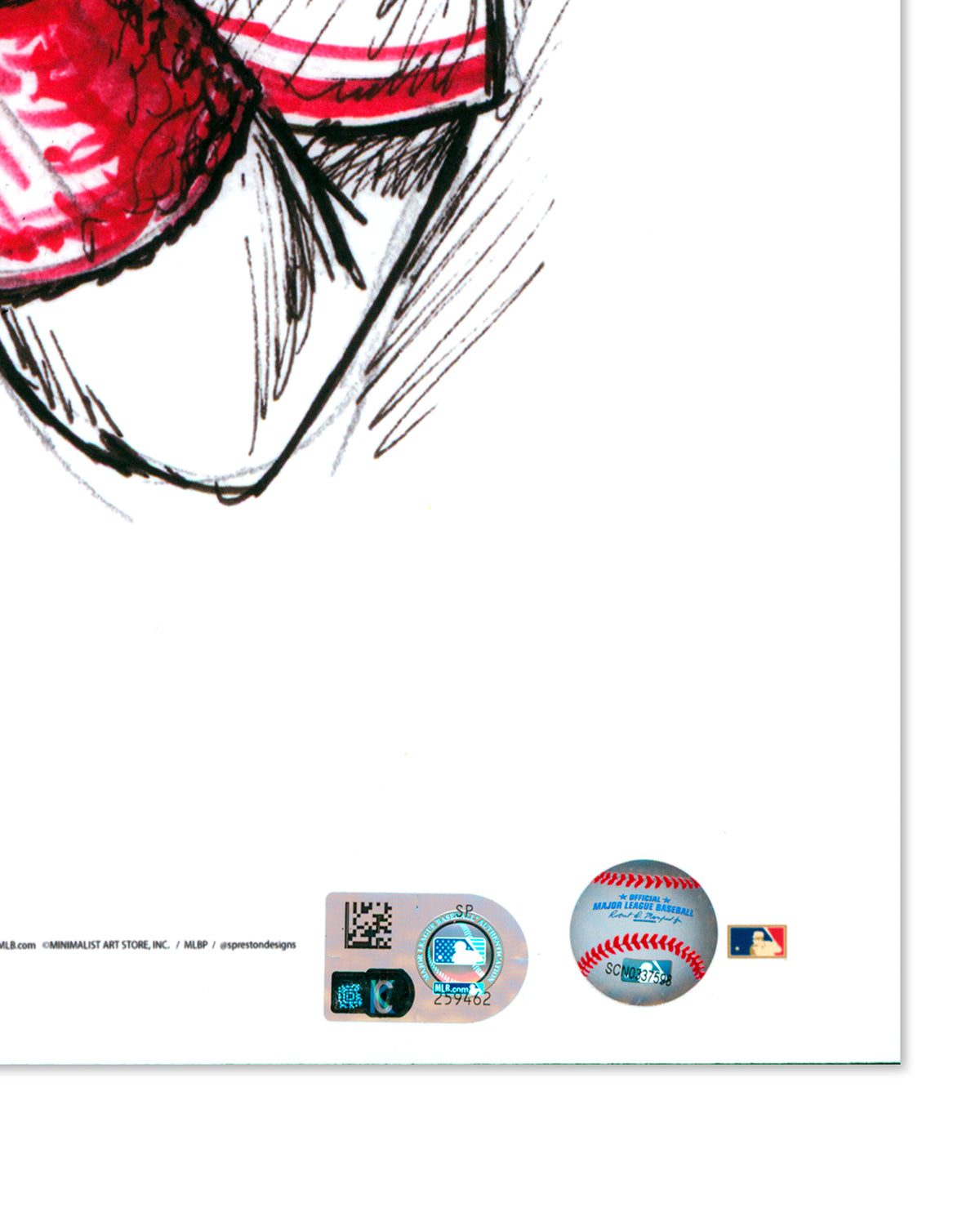 7-Ball Grip Ink Sketch - Johnny Bench Autograph