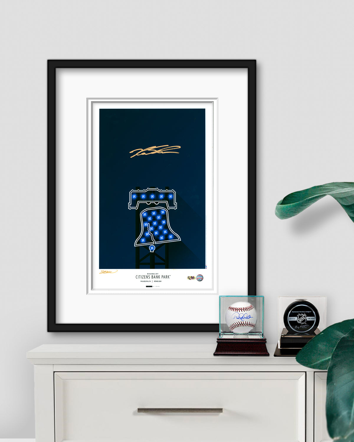 Minimalist Citizens Bank Park - Kyle Schwarber Autographed - Poster Print - Authenticated