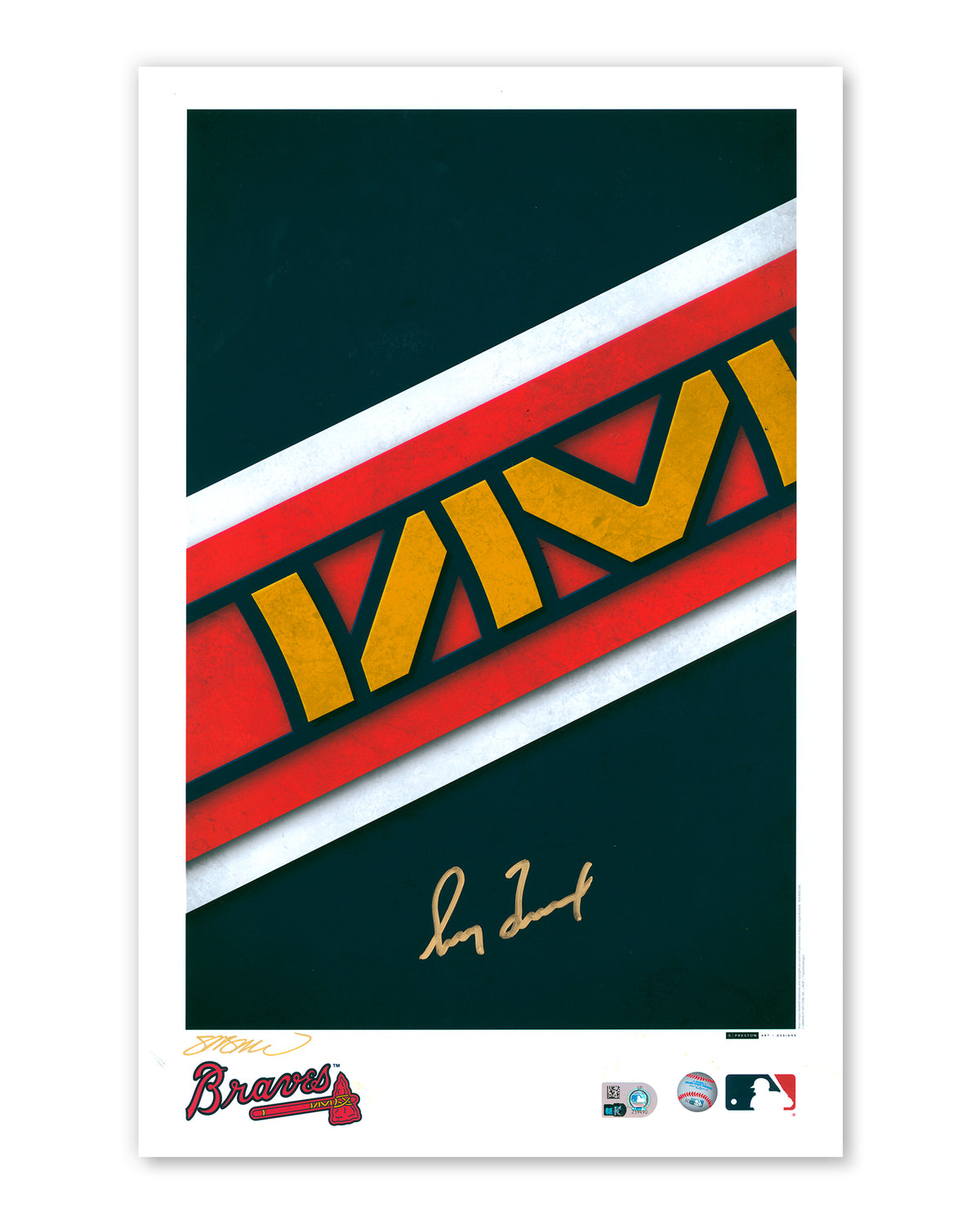 Minimalist Atlanta Braves Logo Print - Greg Maddux Autographed - Authenticated