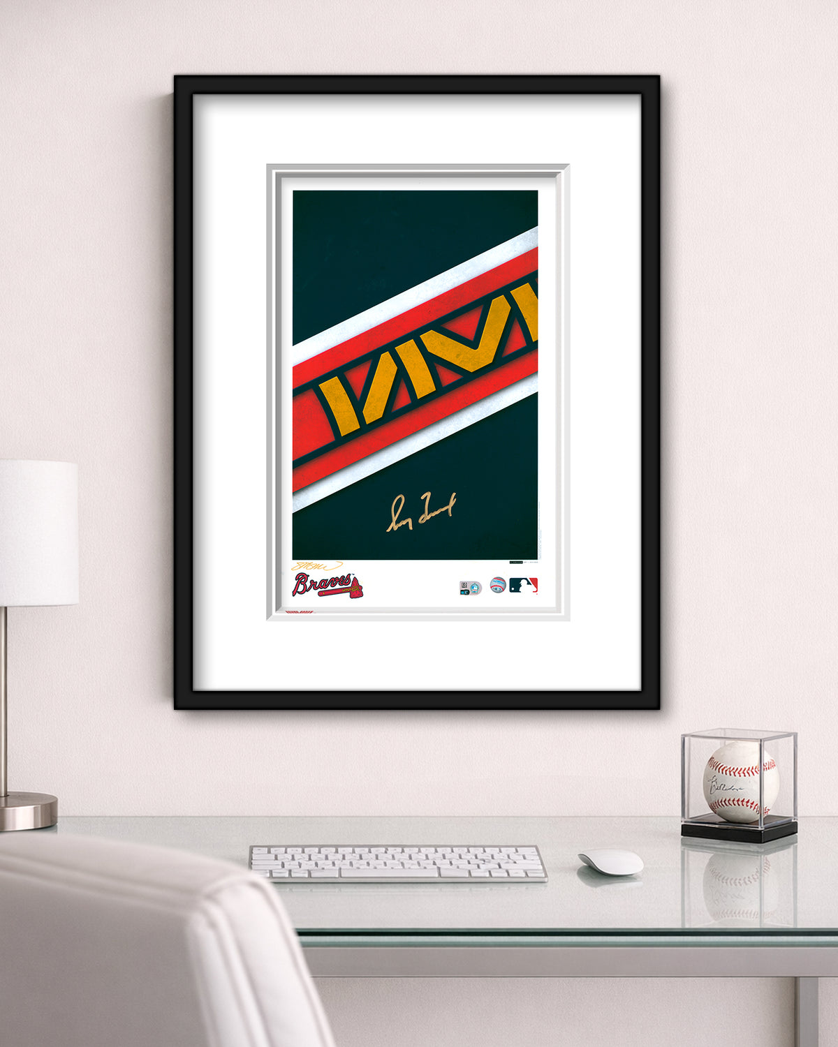 Minimalist Atlanta Braves Logo Print - Greg Maddux Autographed - Authenticated