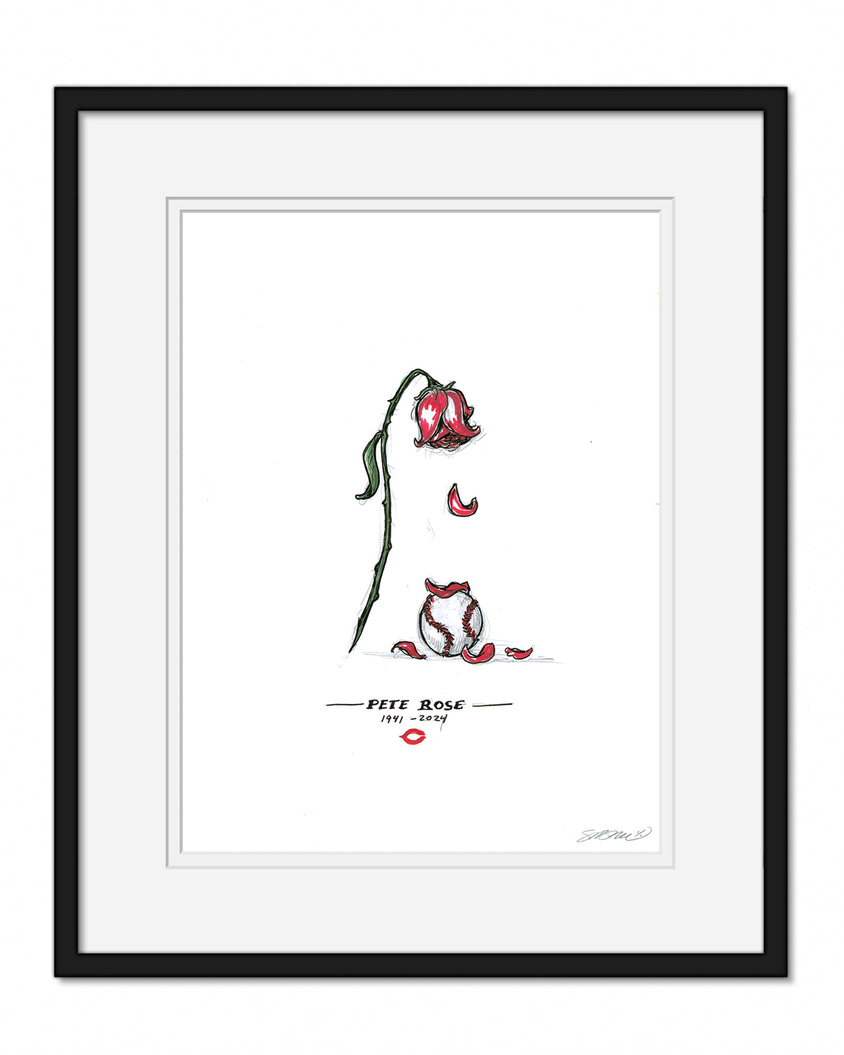 Remembering Pete Rose Tribute Original Sketch Artwork