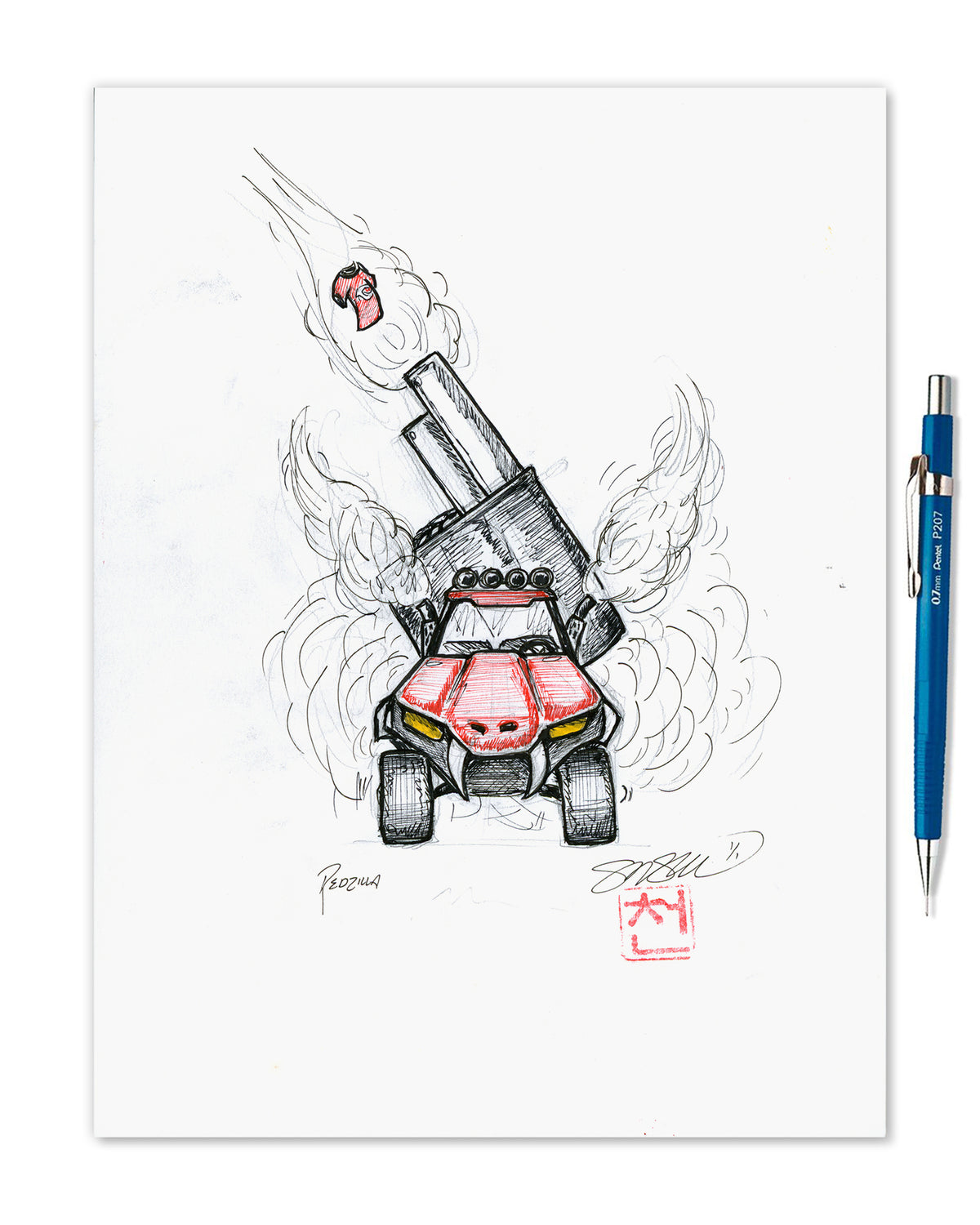 Redzilla Sketch Original Art