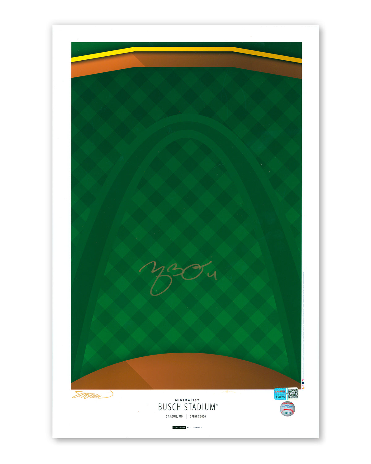 Minimalist Busch Stadium - Yadier Molina Autographed - Poster Print - Authenticated