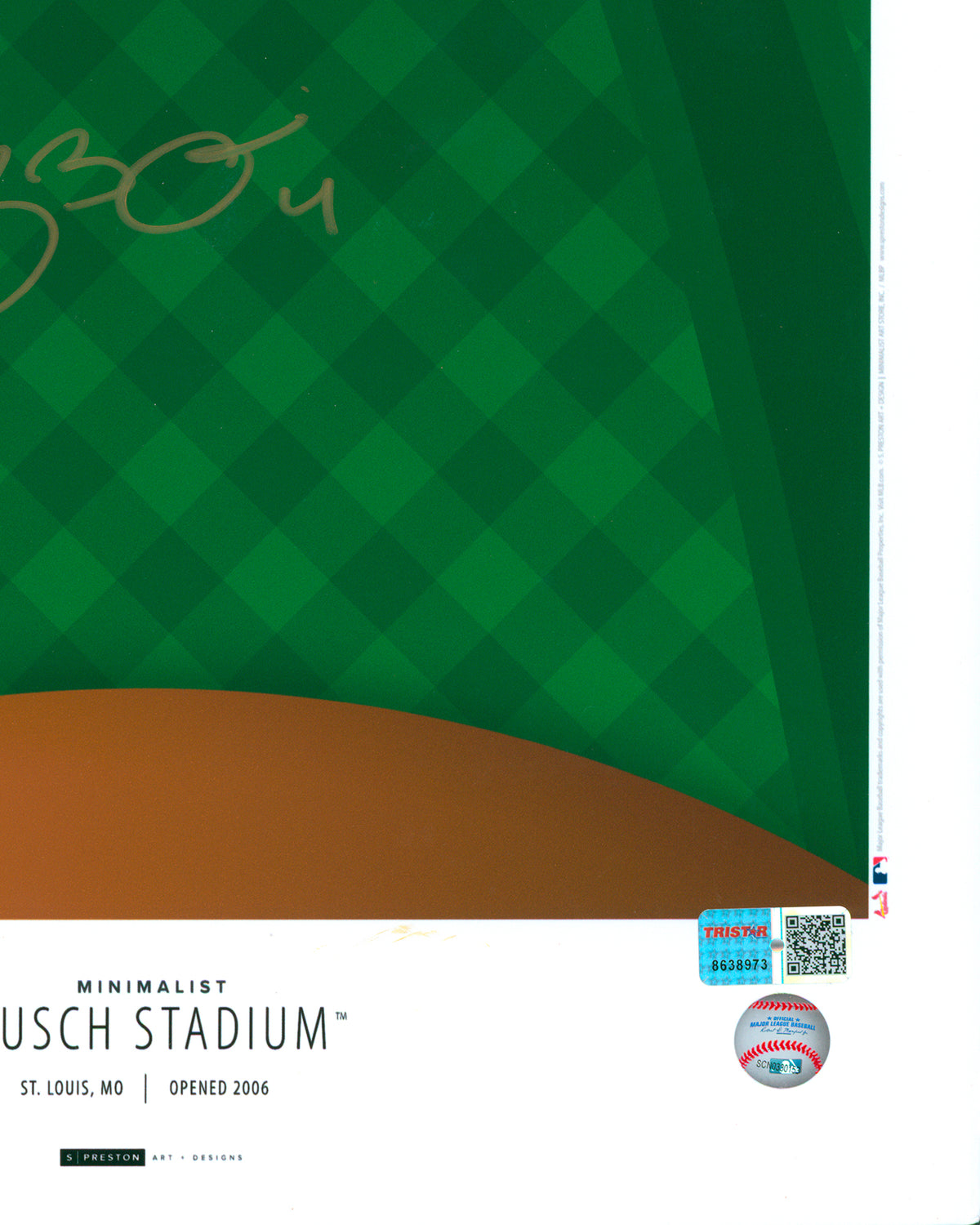 Minimalist Busch Stadium - Yadier Molina Autographed - Poster Print - Authenticated