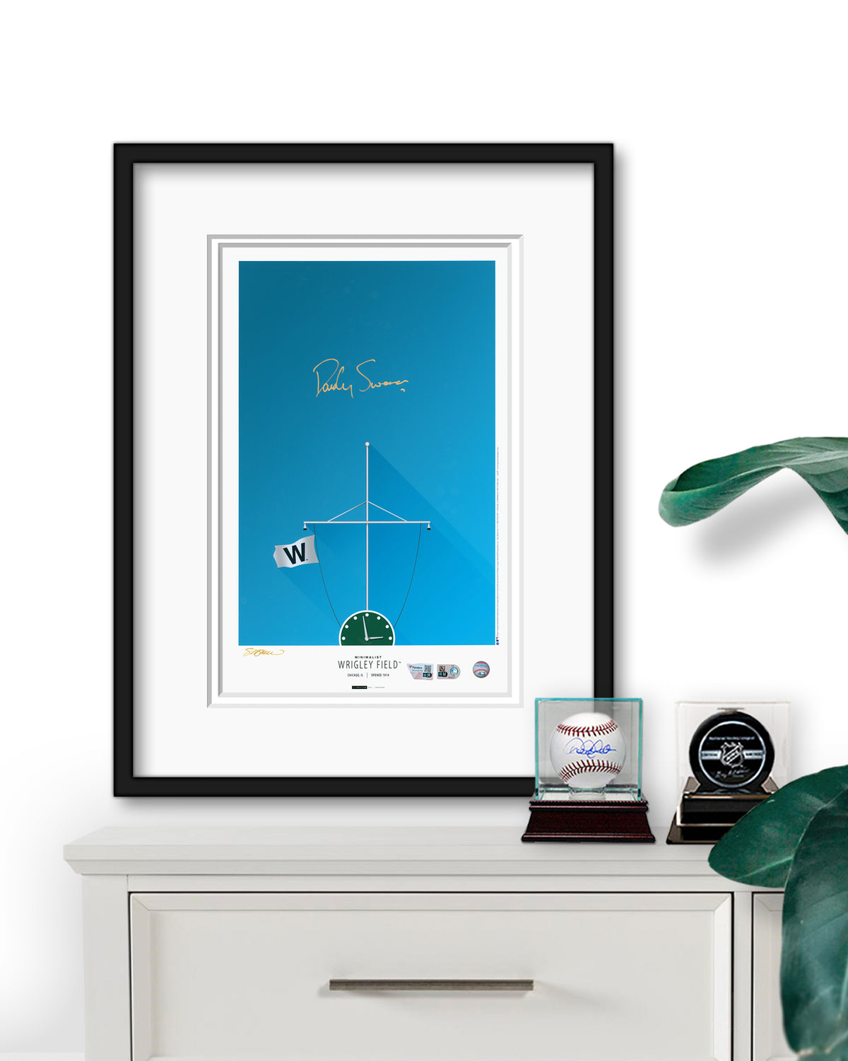 Minimalist Wrigley Field - Dansby Swanson Autographed - Poster Print - Authenticated