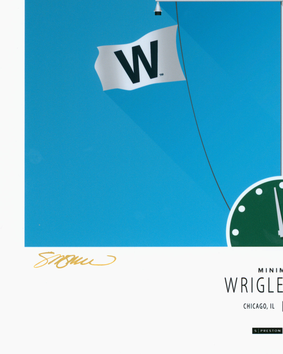Minimalist Wrigley Field - Dansby Swanson Autographed - Poster Print - Authenticated