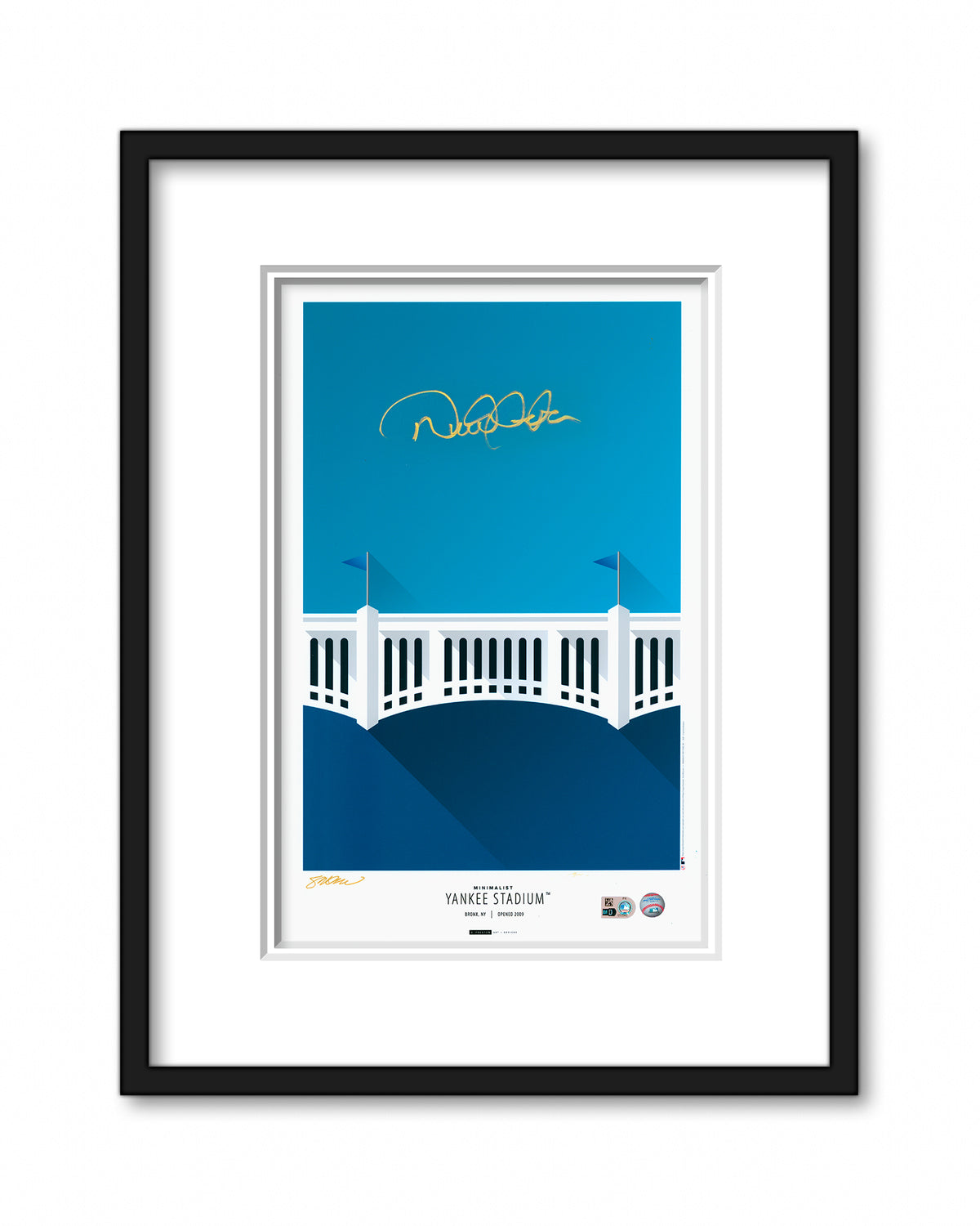 Minimalist Yankee Stadium Poster Print - Derek Jeter Autographed - Authenticated
