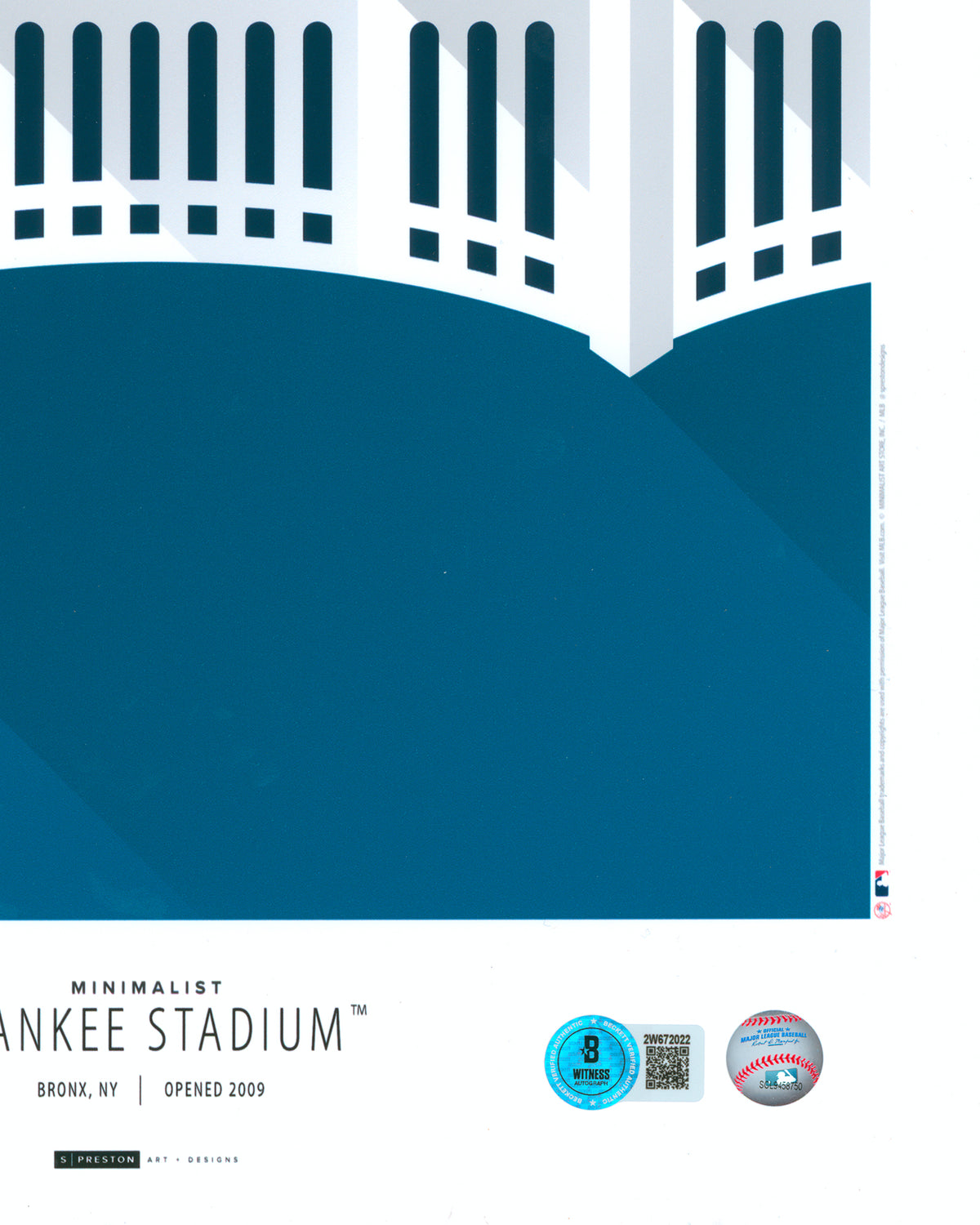 Minimalist Yankee Stadium Print - Orlando "El Duce" Hernandez Autographed - Authenticated