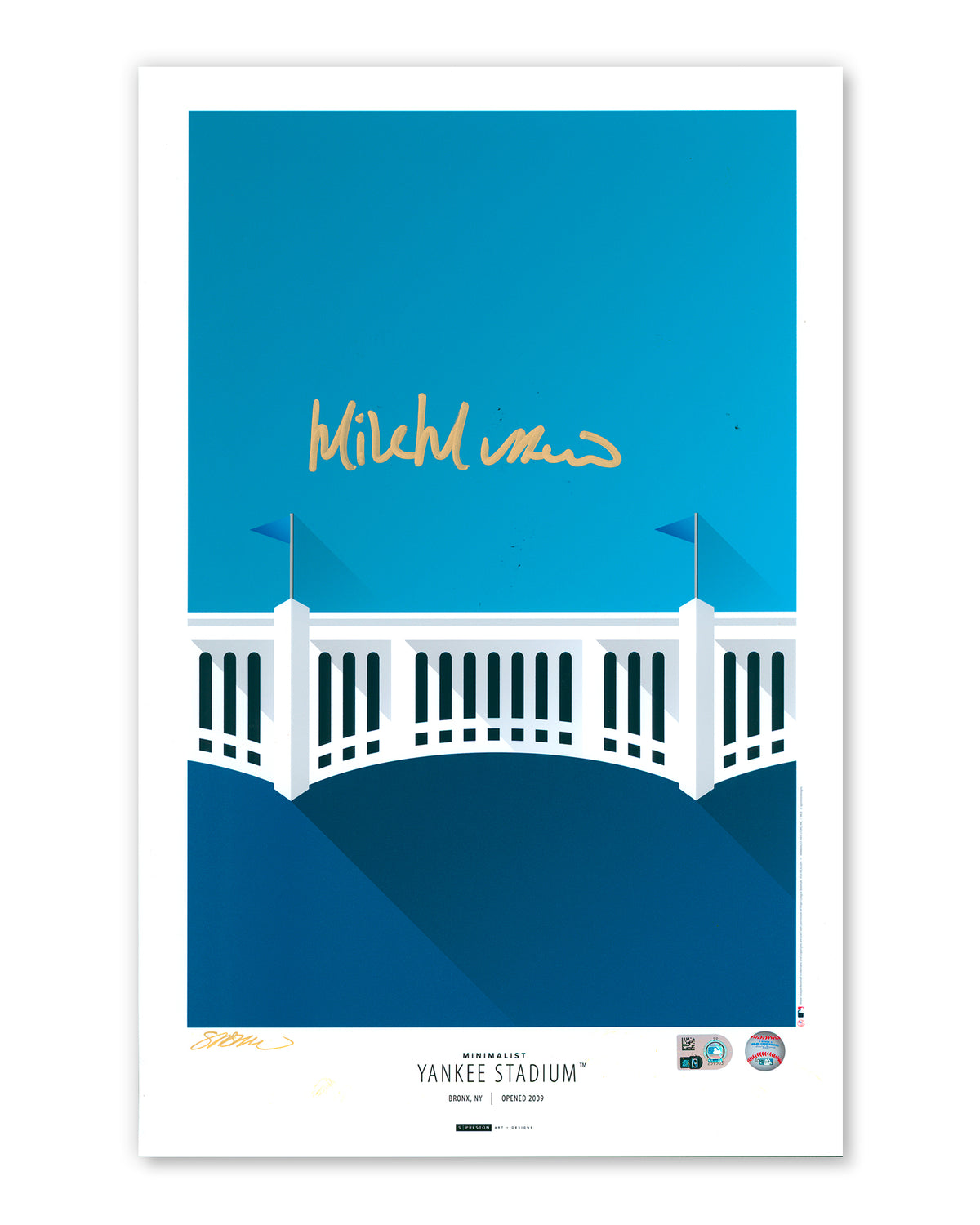 Minimalist Yankee Stadium Print - Mike Mussina Autographed