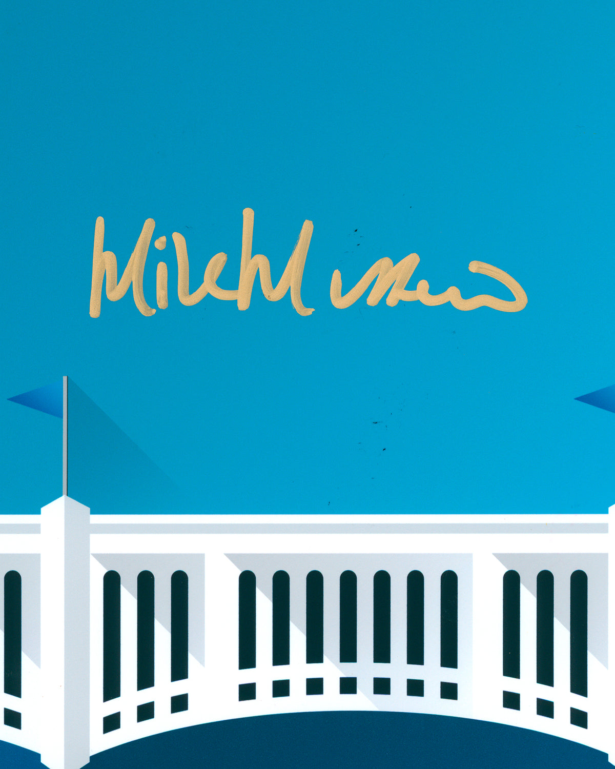 Minimalist Yankee Stadium Print - Mike Mussina Autographed