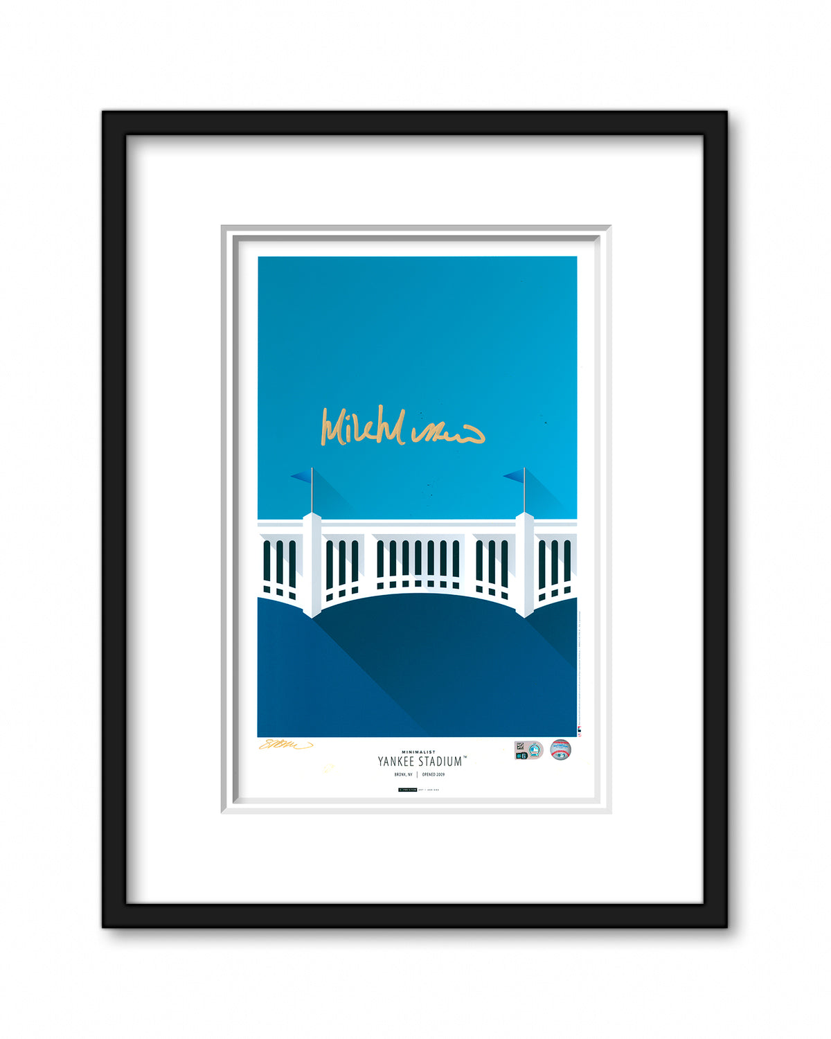 Minimalist Yankee Stadium Print - Mike Mussina Autographed
