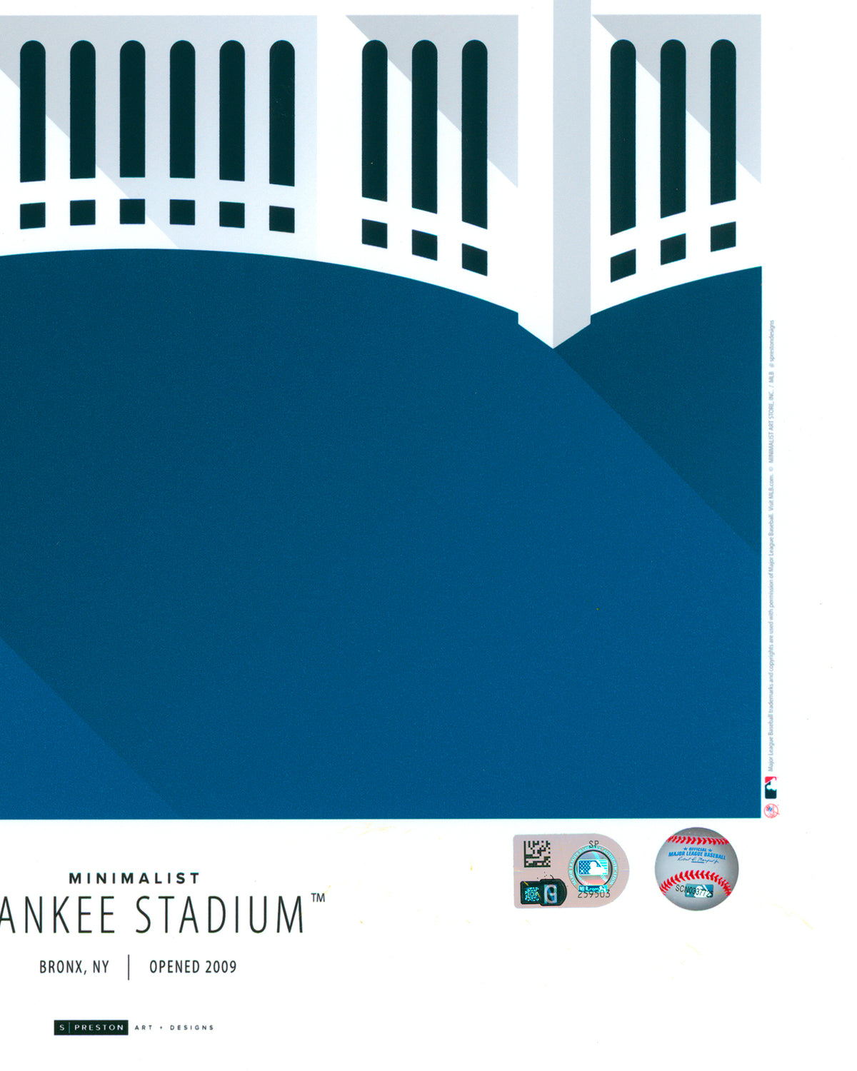 Minimalist Yankee Stadium Print - Mike Mussina Autographed