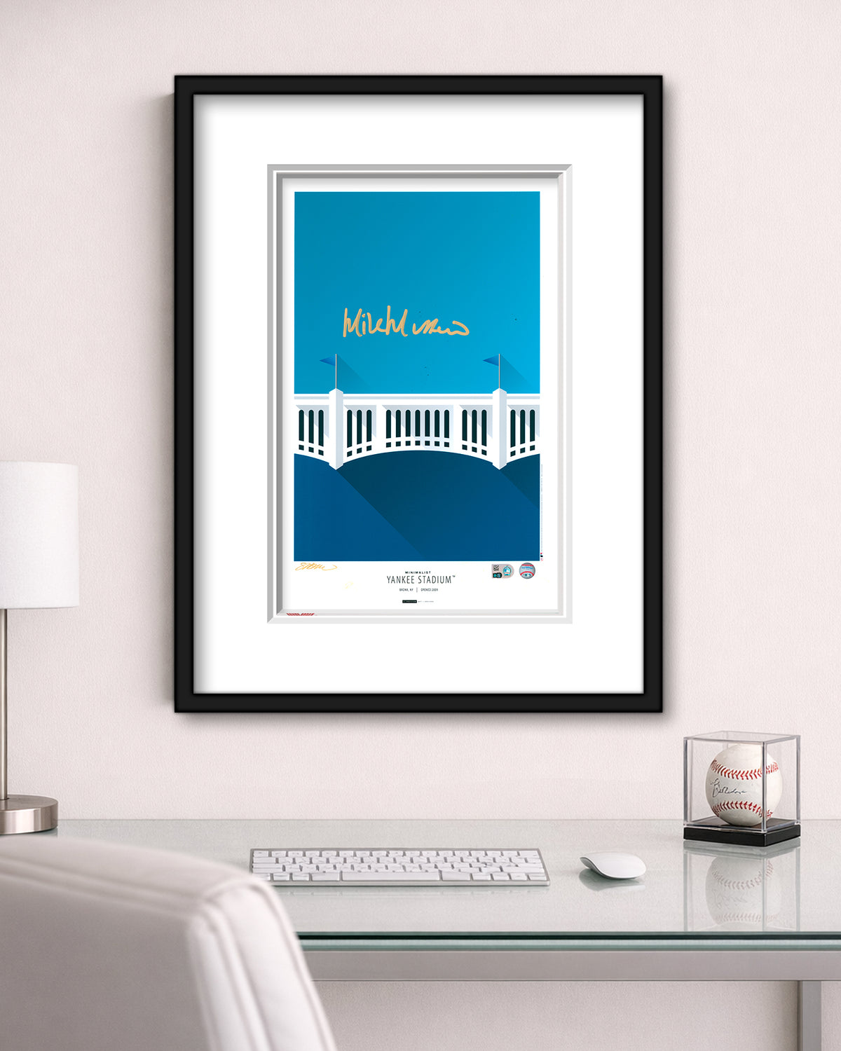 Minimalist Yankee Stadium Print - Mike Mussina Autographed