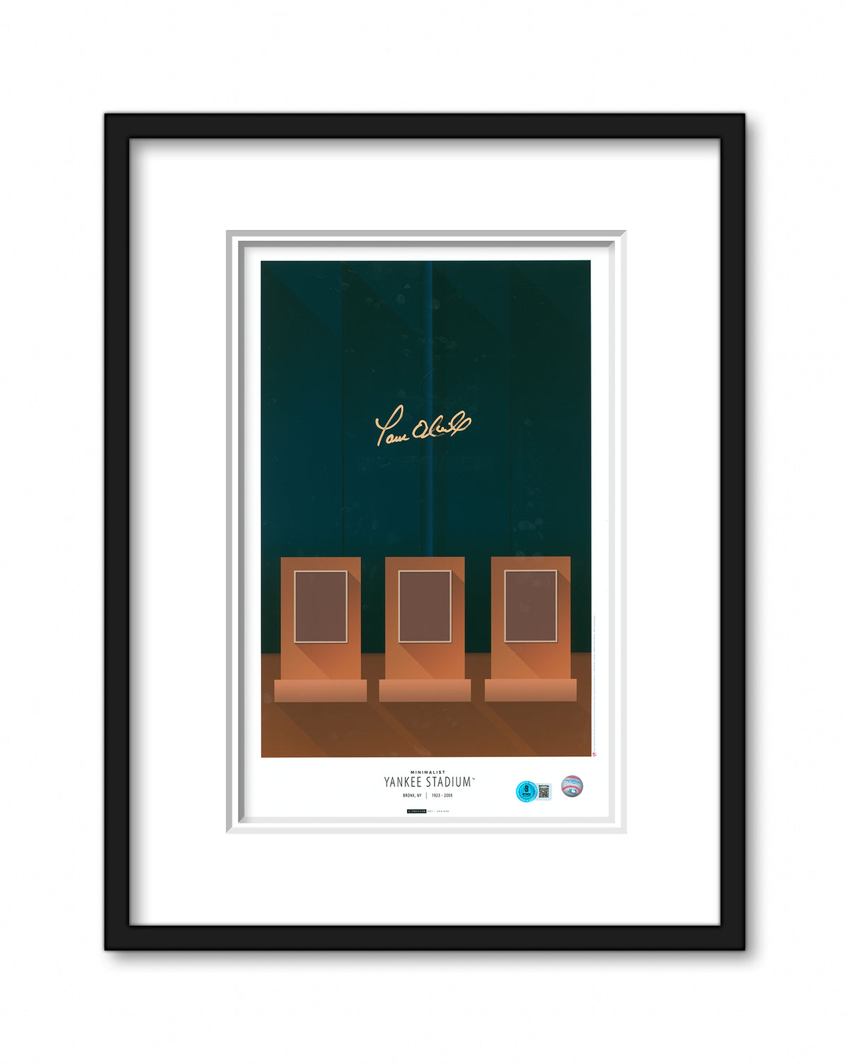 Minimalist Yankee Stadium Print - Paul O'Neil Autographed - Authenticated