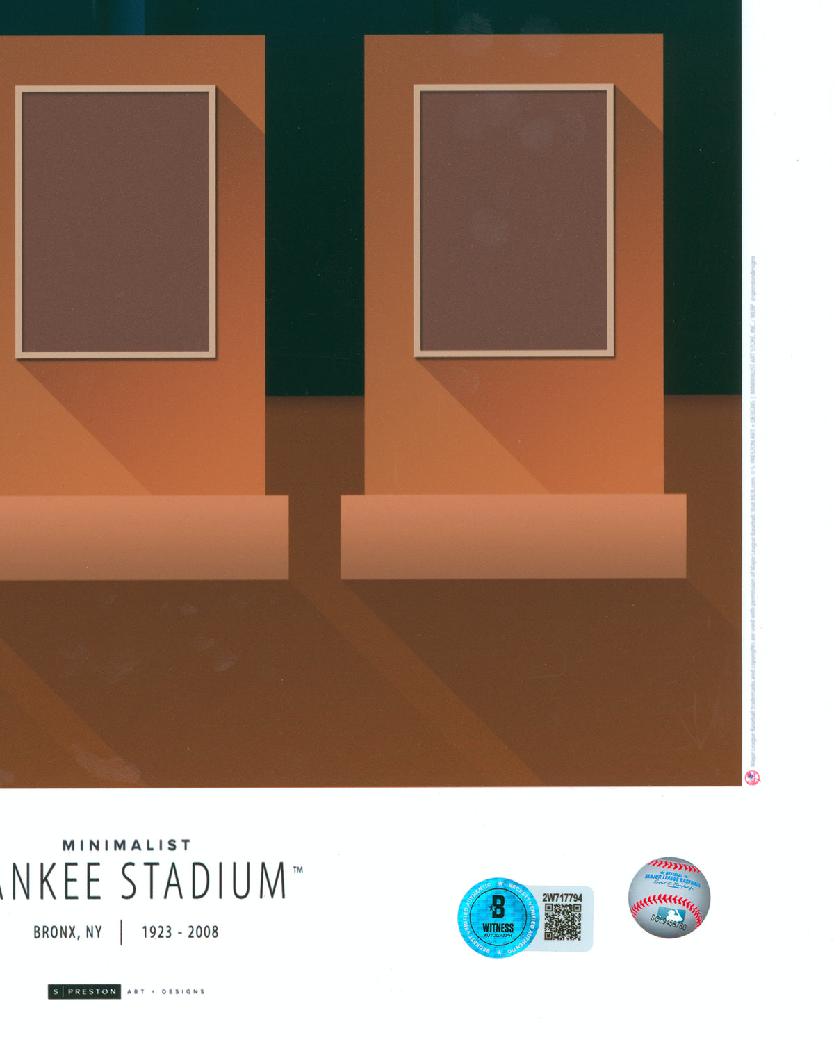 Minimalist Yankee Stadium Print - Paul O'Neil Autographed - Authenticated