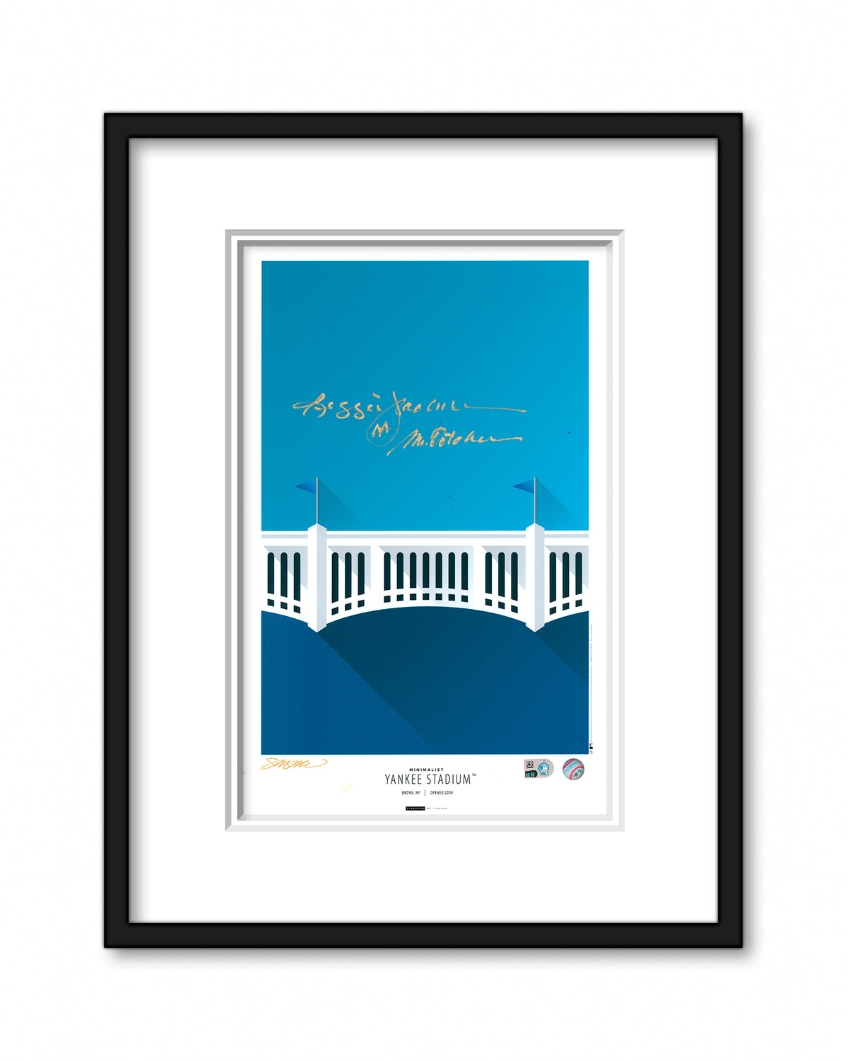 Minimalist Yankee Stadium Print - Reggie Jackson Autographed - Mr October Inscription