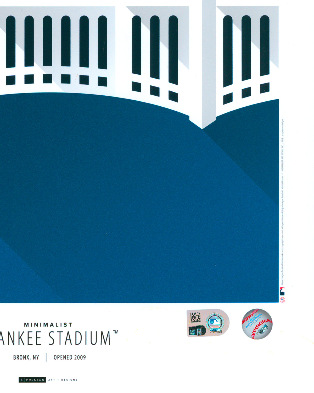 Minimalist Yankee Stadium Print - Reggie Jackson Autographed - Mr October Inscription