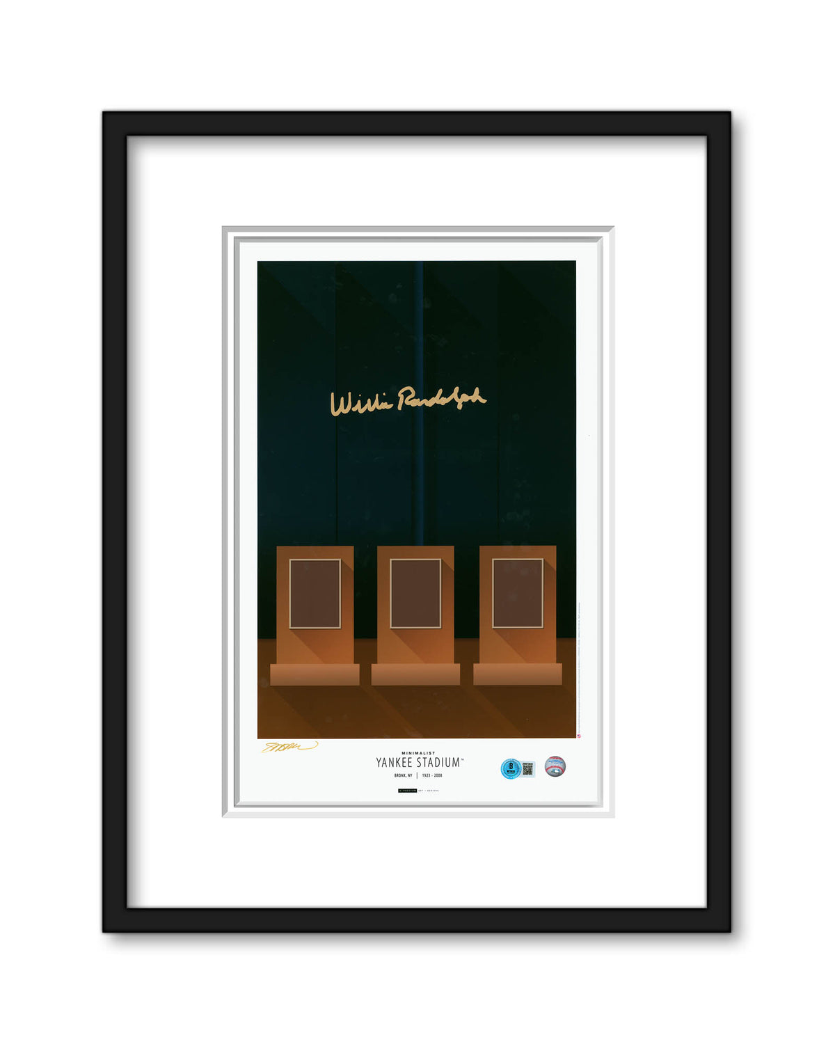 Minimalist Yankee Stadium Print - Willie Randolph Autographed - Authenticated