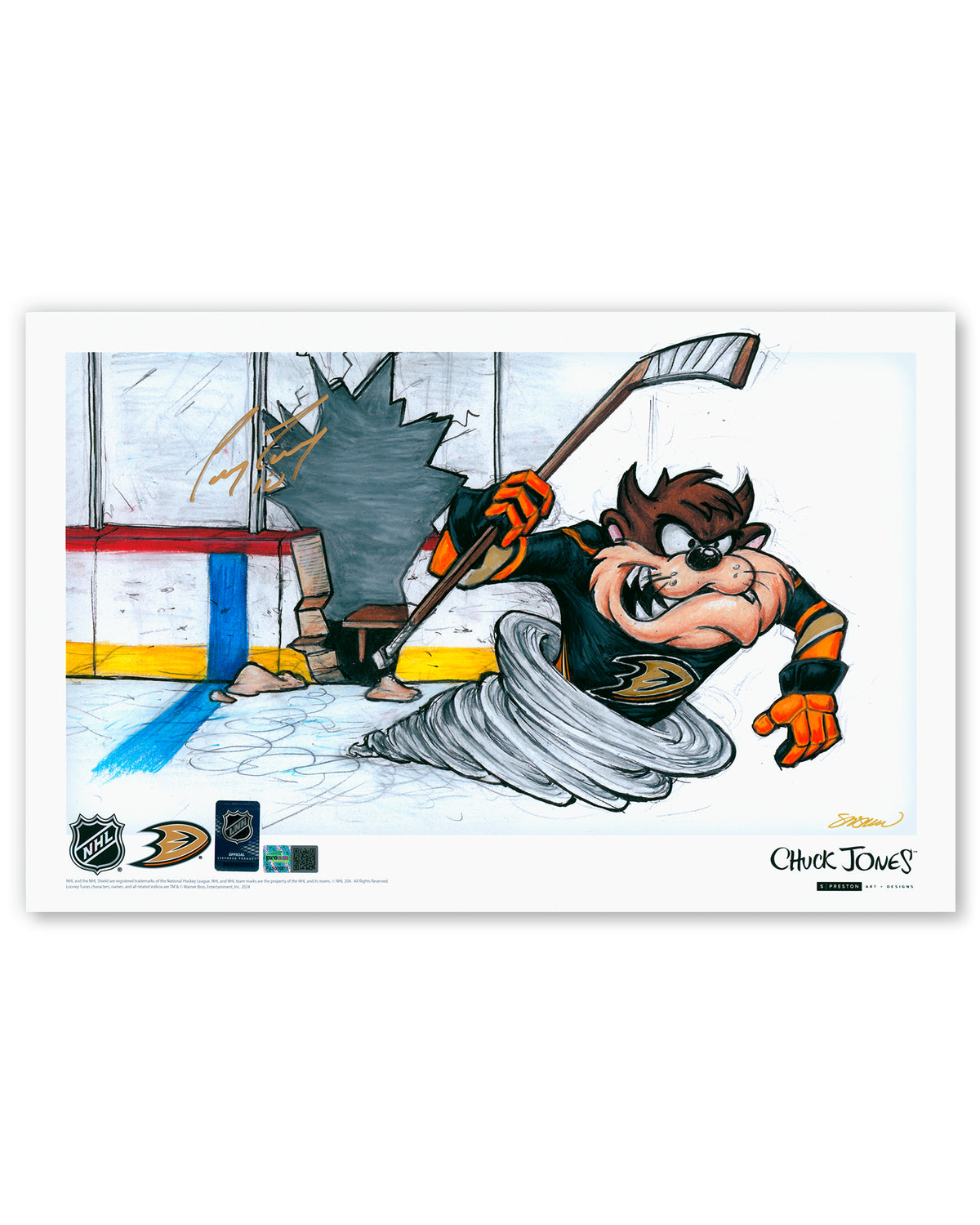 Tasmanian Line Change x Ducks Print - Corey Perry Autographed - Authenticated