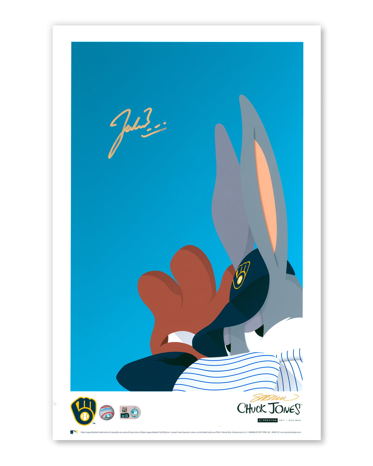 Minimalist Brewers Baseball Bugs - Jacob Misiorowski Autograph Poster - Authenticated