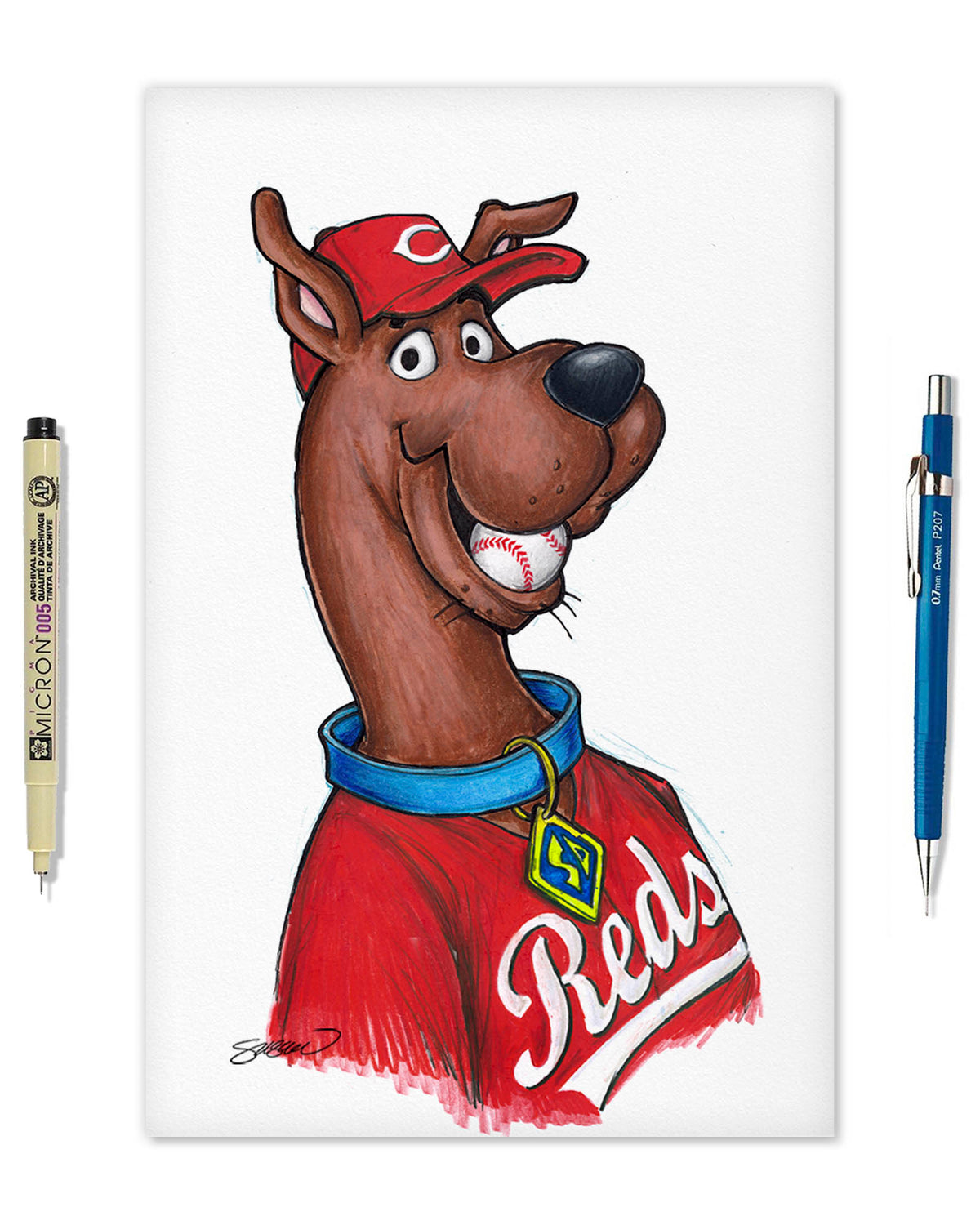 Scooby Doo x MLB Reds Limited Edition Art Print