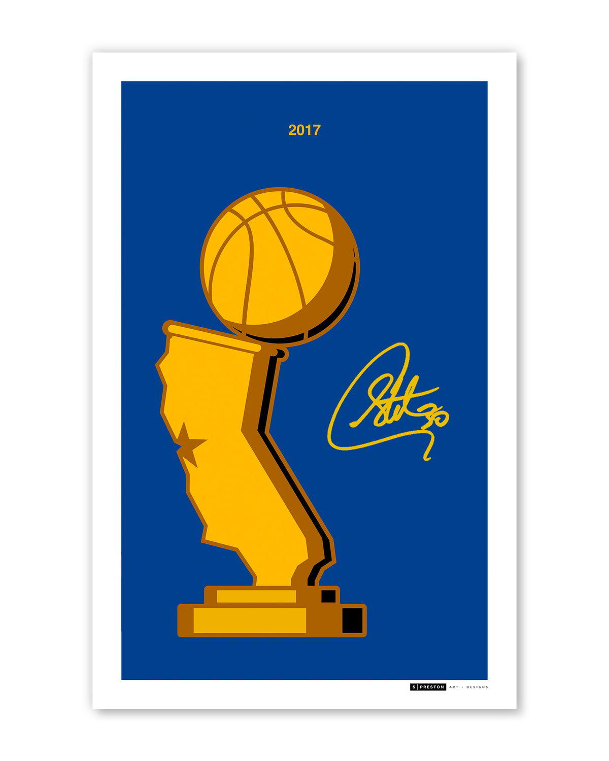 Minimalist Art Prints - Steph Curry Autographed Print - Authenticated
