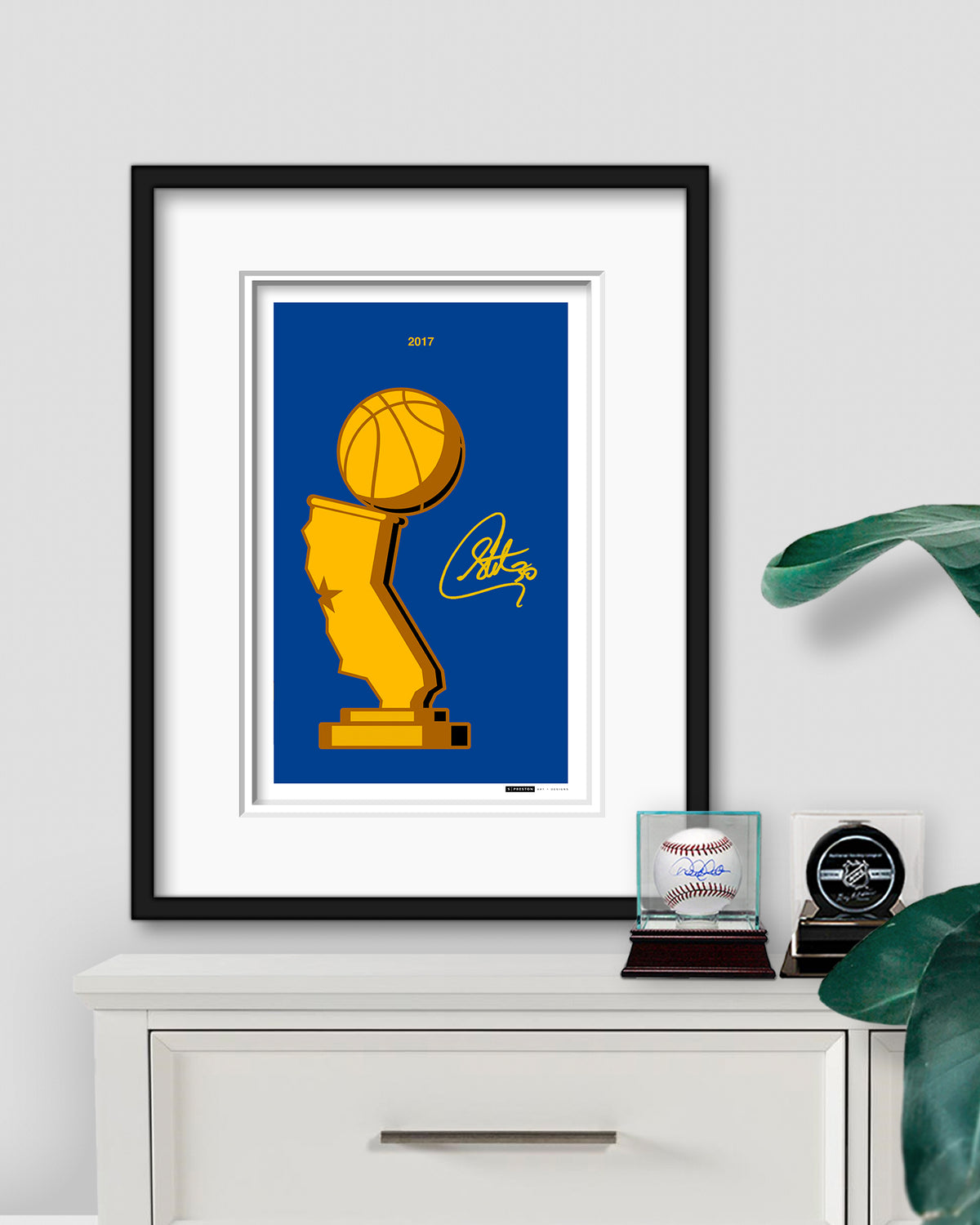 Minimalist Art Prints - Steph Curry Autographed Print - Authenticated