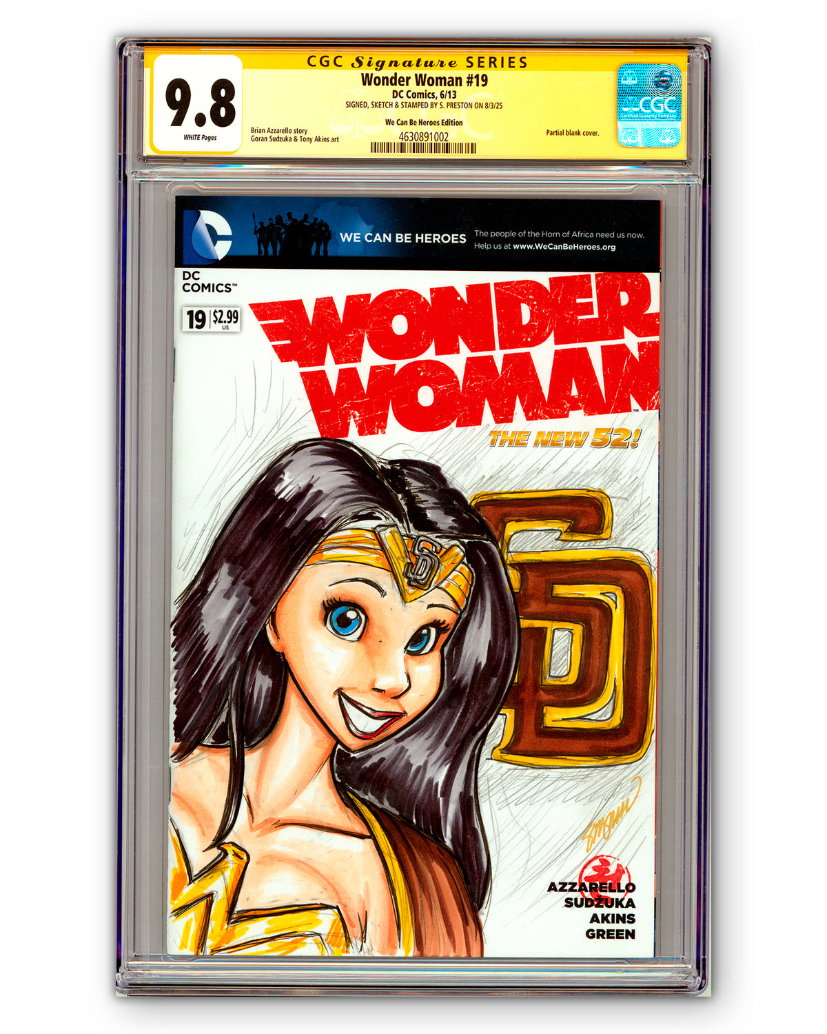ORIGINAL ART - Padres Wonder Woman Sketch CGC 9.8 Comic Book