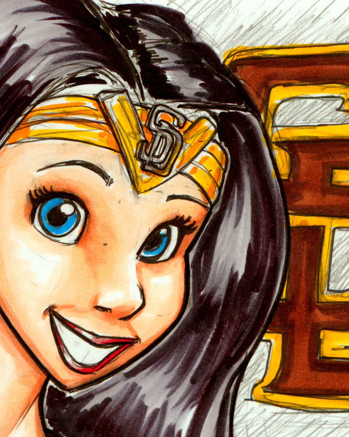 ORIGINAL ART - Padres Wonder Woman Sketch CGC 9.8 Comic Book