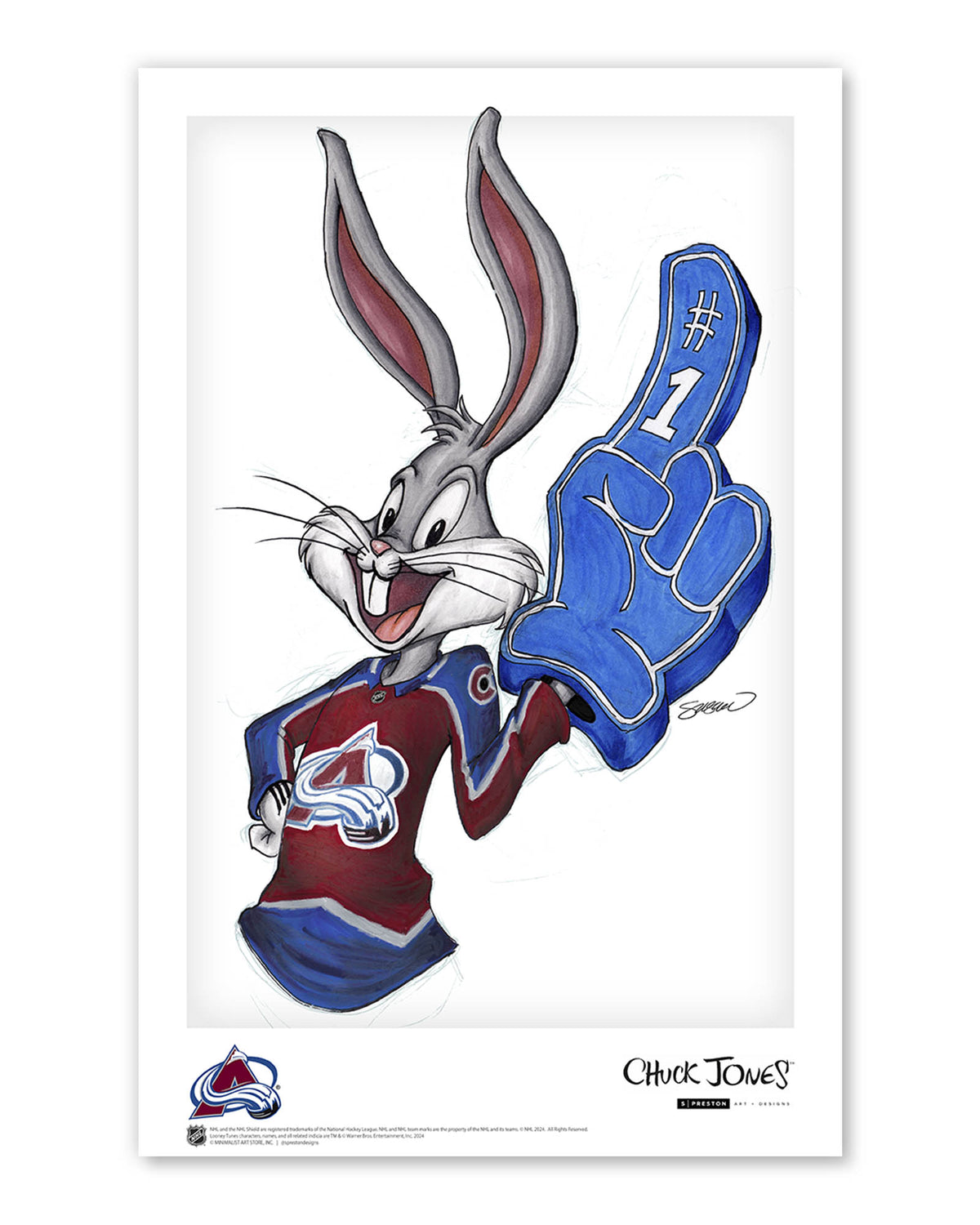 Rabbit Hockey Fan x NHL Avalanche Bugs Bunny Limited Edition Art Print