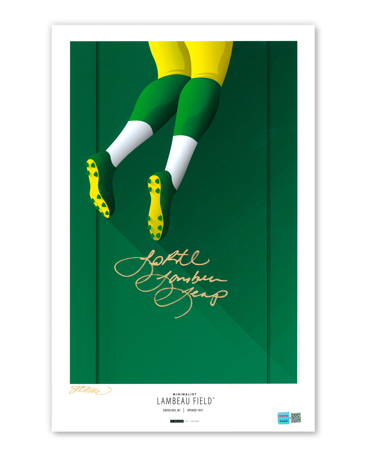 Minimalist Lambeau Field - LeRoy Butler Autographed + Inscription - Poster Print