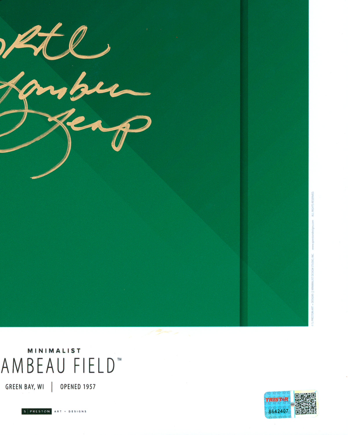 Minimalist Lambeau Field - LeRoy Butler Autographed + Inscription - Poster Print