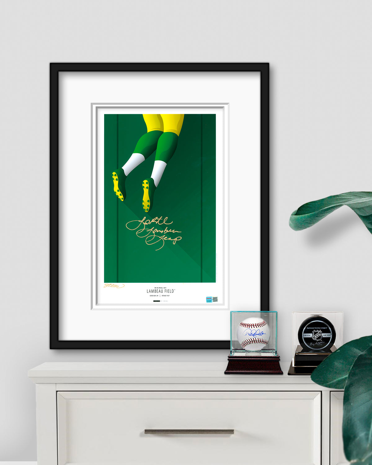 Minimalist Lambeau Field - LeRoy Butler Autographed + Inscription - Poster Print