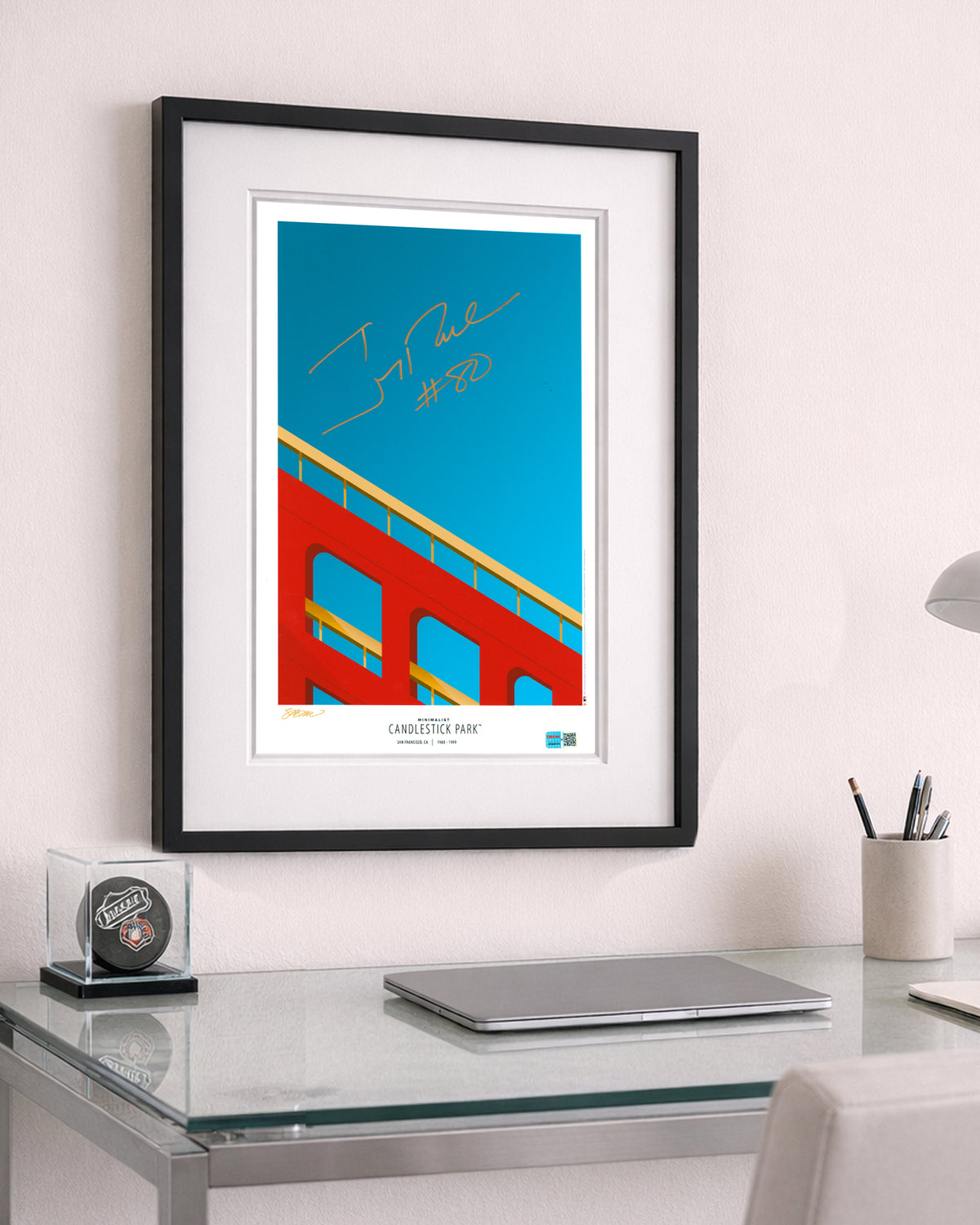 Minimalist Candlestick Park - Jerry Rice Autographed - Poster Print - Authenticated